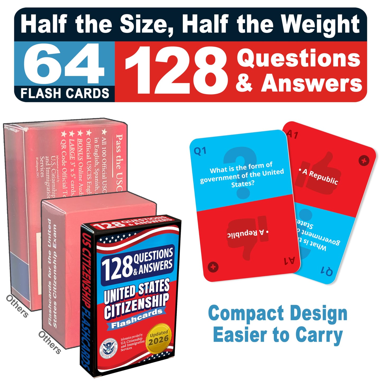 US Citizenship Flash Cards 128: USCIS 2026 Questions & Answers | Turn & Flip Method