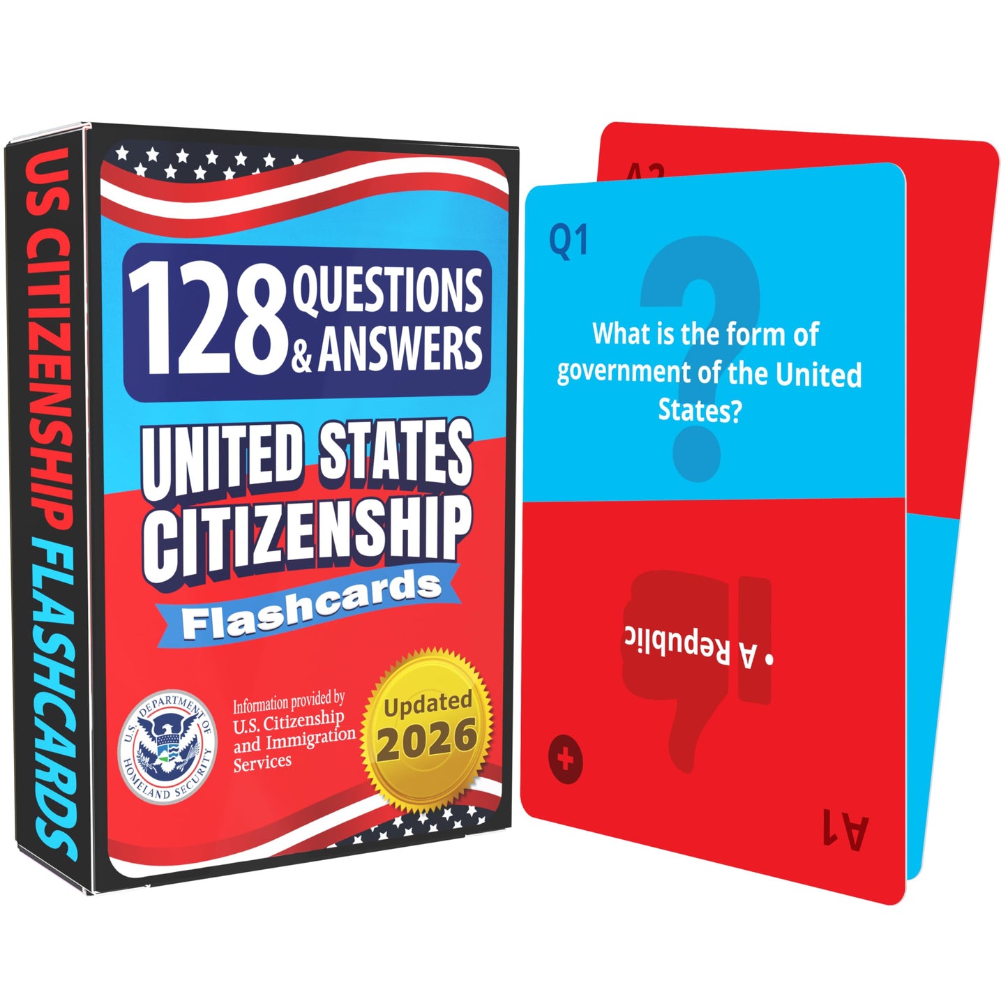 US Citizenship Flash Cards 128: USCIS 2026 Questions & Answers | Turn & Flip Method