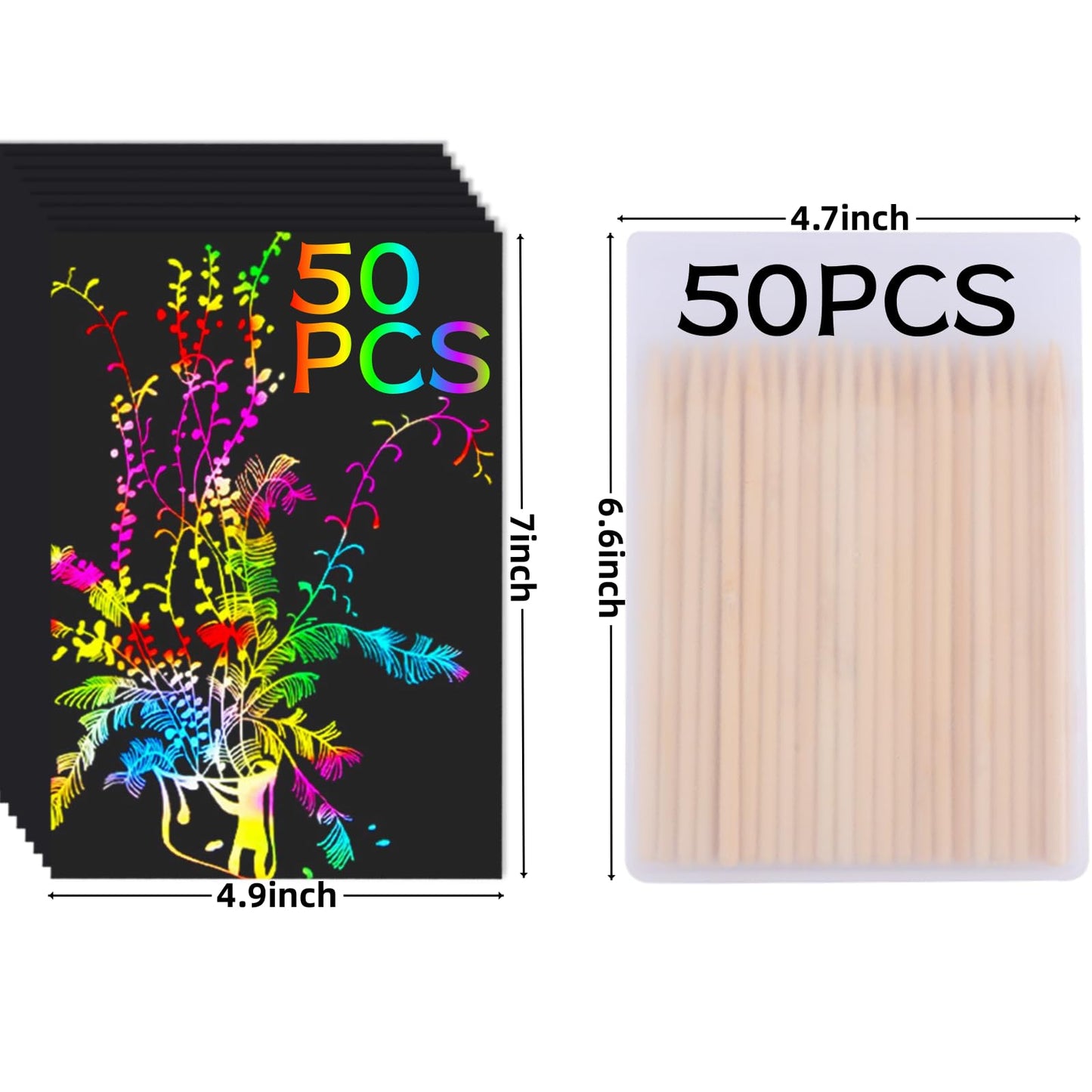 Cityrosy Scratch Art Paper Rainbow Sets – 100 Pcs for Kids Crafts, Classrooms & Parties