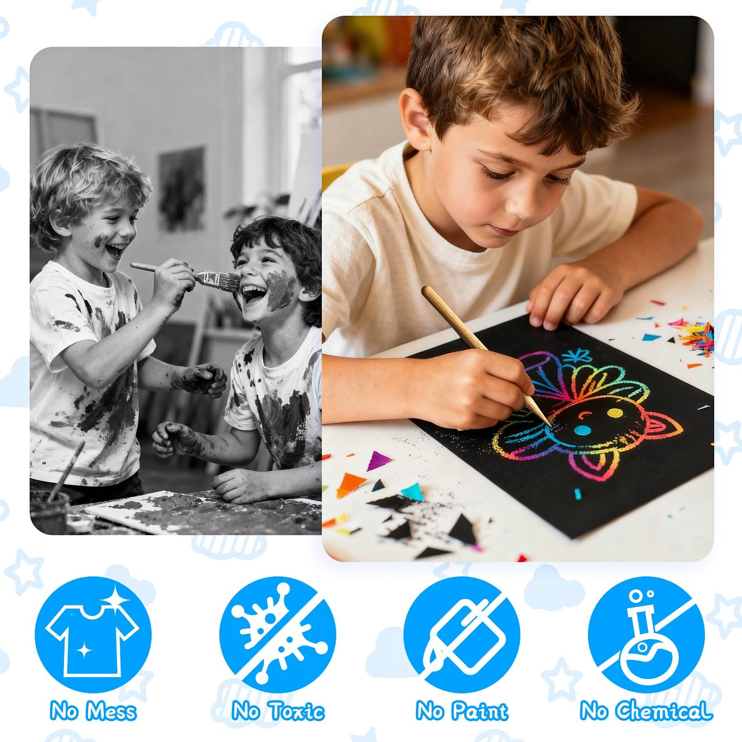Cityrosy Scratch Art Paper Rainbow Sets – 100 Pcs for Kids Crafts, Classrooms & Parties