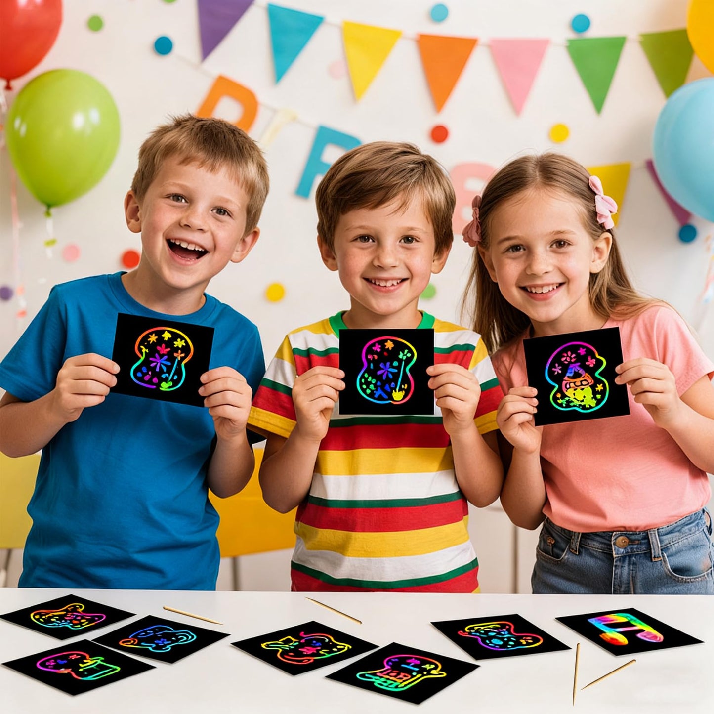 Cityrosy Scratch Art Paper Rainbow Sets – 100 Pcs for Kids Crafts, Classrooms & Parties