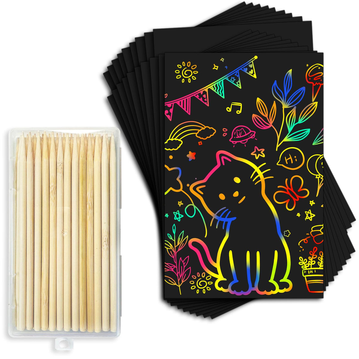 Cityrosy Rainbow Scratch Paper for Kids – 120 Pcs Scratch Art Set for Ages 3-12 | Arts & Crafts, Birthday Gift