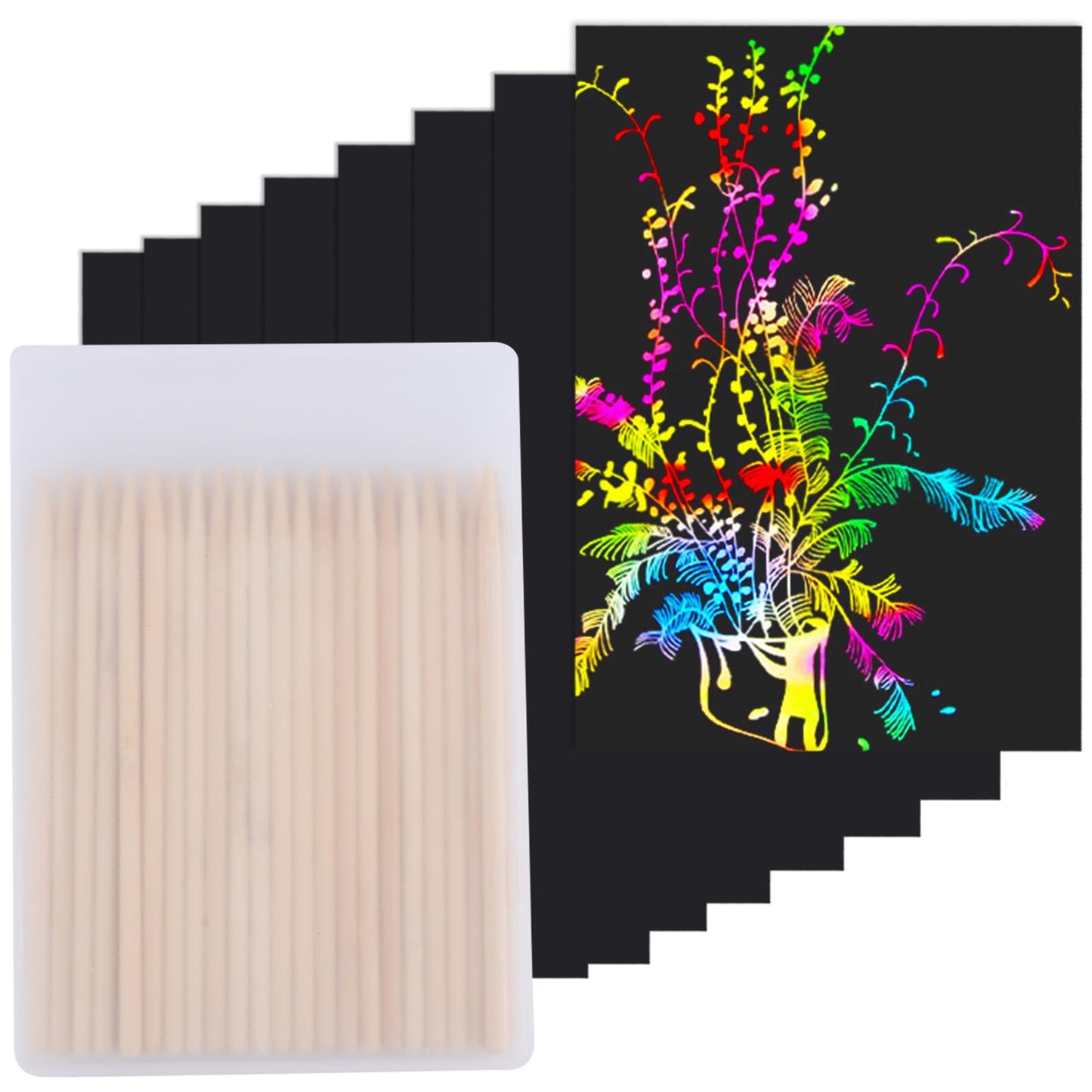 Cityrosy Scratch Art Paper Rainbow Sets – 100 Pcs for Kids Crafts, Classrooms & Parties
