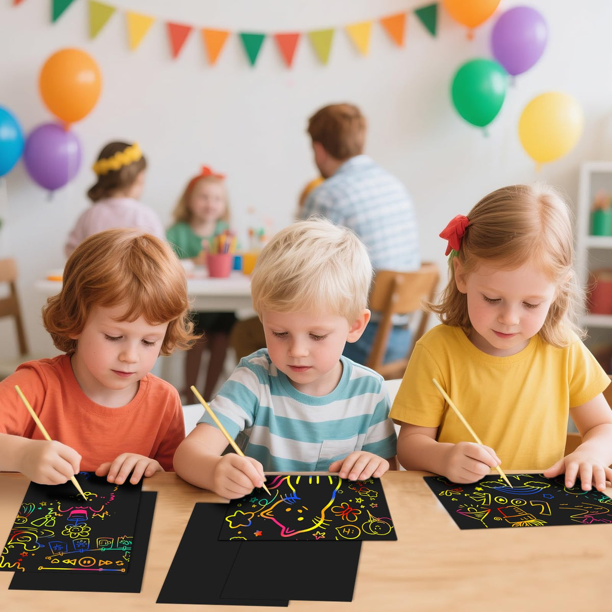 Cityrosy Rainbow Scratch Paper for Kids – 120 Pcs Scratch Art Set for Ages 3-12 | Arts & Crafts, Birthday Gift