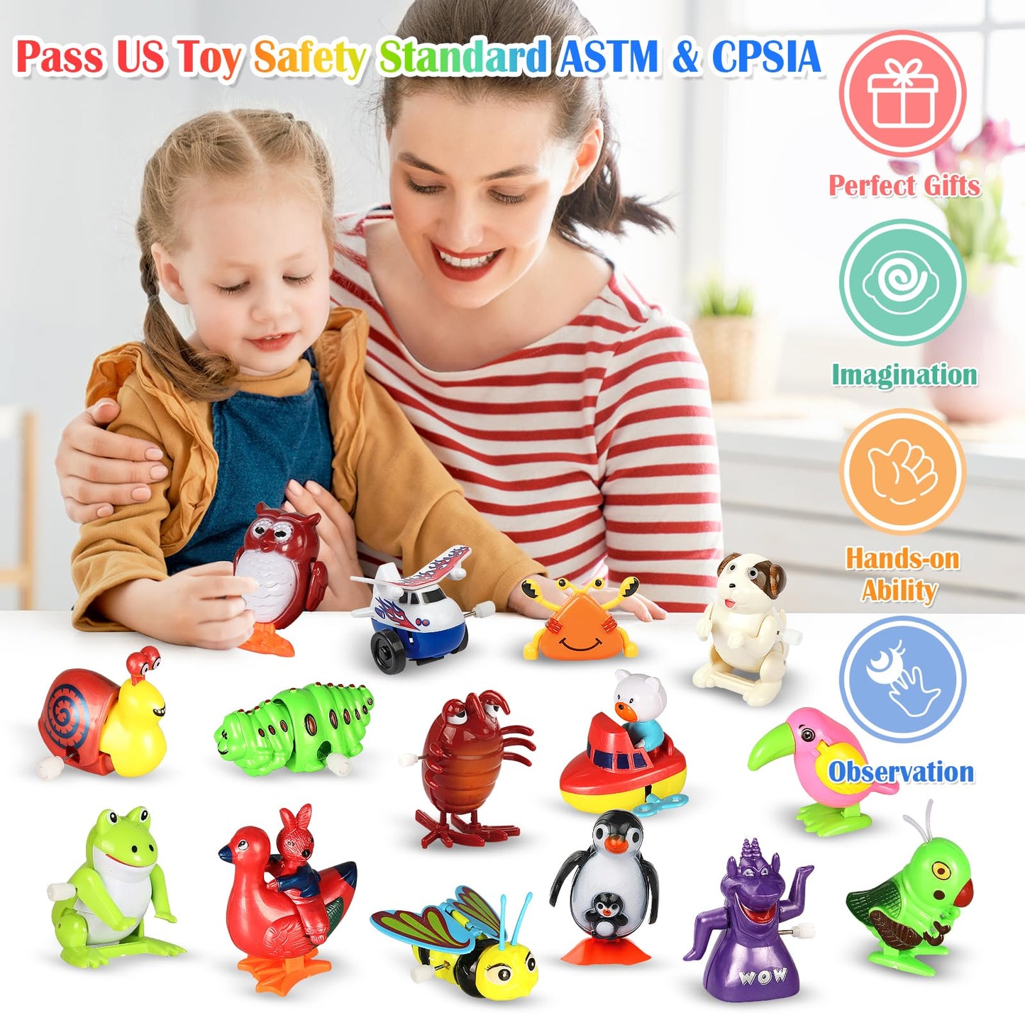 CIUGEO 32-Piece Wind-Up Toys Bundle for Kids – Walking, Jumping & Swimming Clockwork Figures