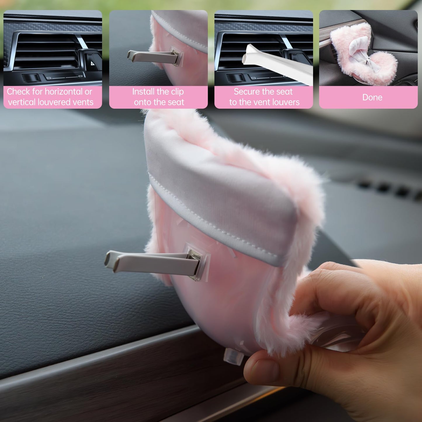 Ciunura Doll Car Seat for Bubudoll – 17cm Display Seat with Vent Clip (Pink)
