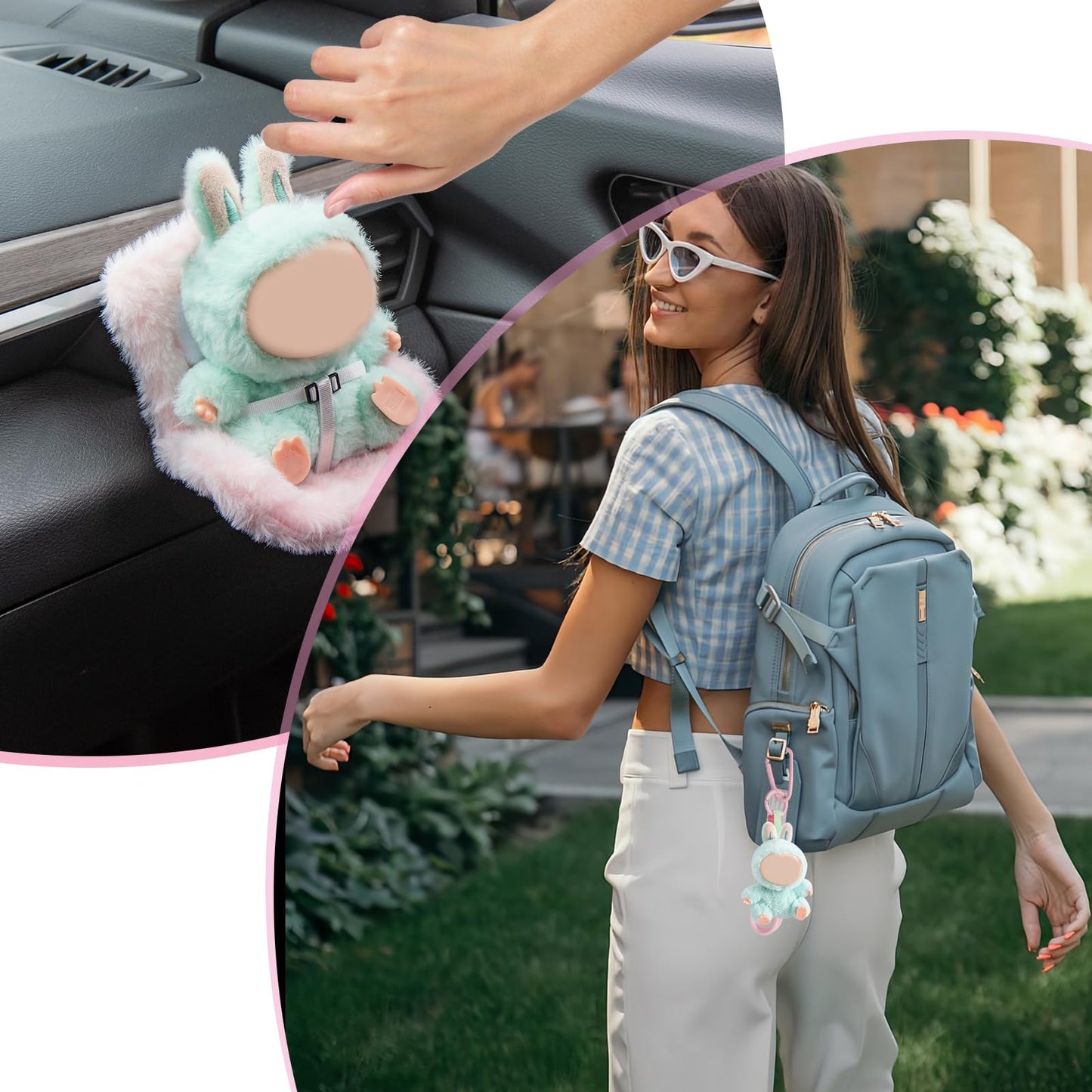 Ciunura Doll Car Seat for Bubudoll – 17cm Display Seat with Vent Clip (Pink)