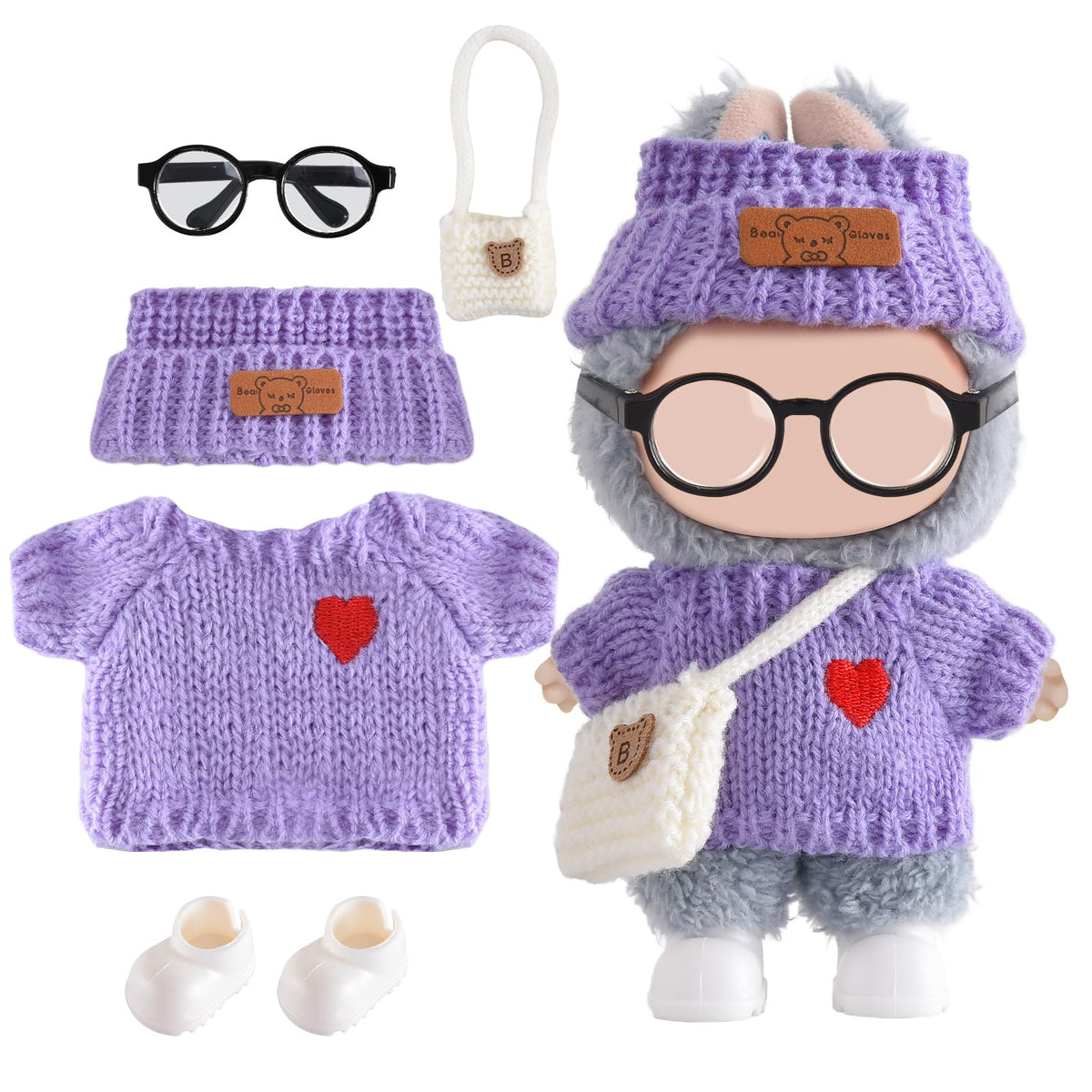 Ciunura Labubu Doll Clothing Set — Premium Crochet Outfit (Purple)