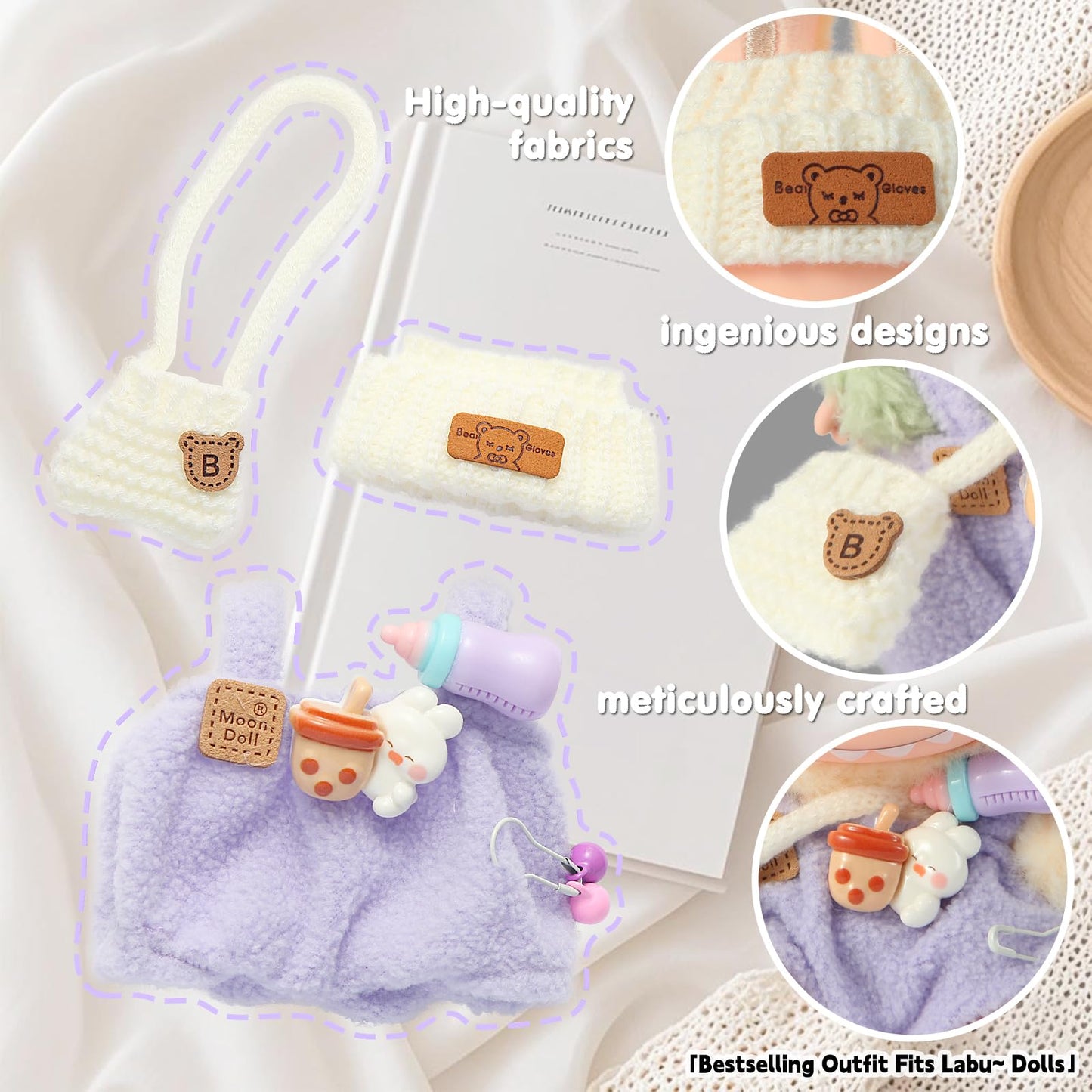 Ciunura Doll Clothing for Labubu — Premium Outfits & Accessories (Purple Overall)