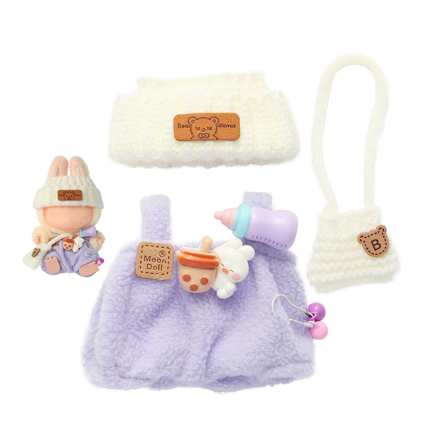 Ciunura Doll Clothing for Labubu — Premium Outfits & Accessories (Purple Overall)