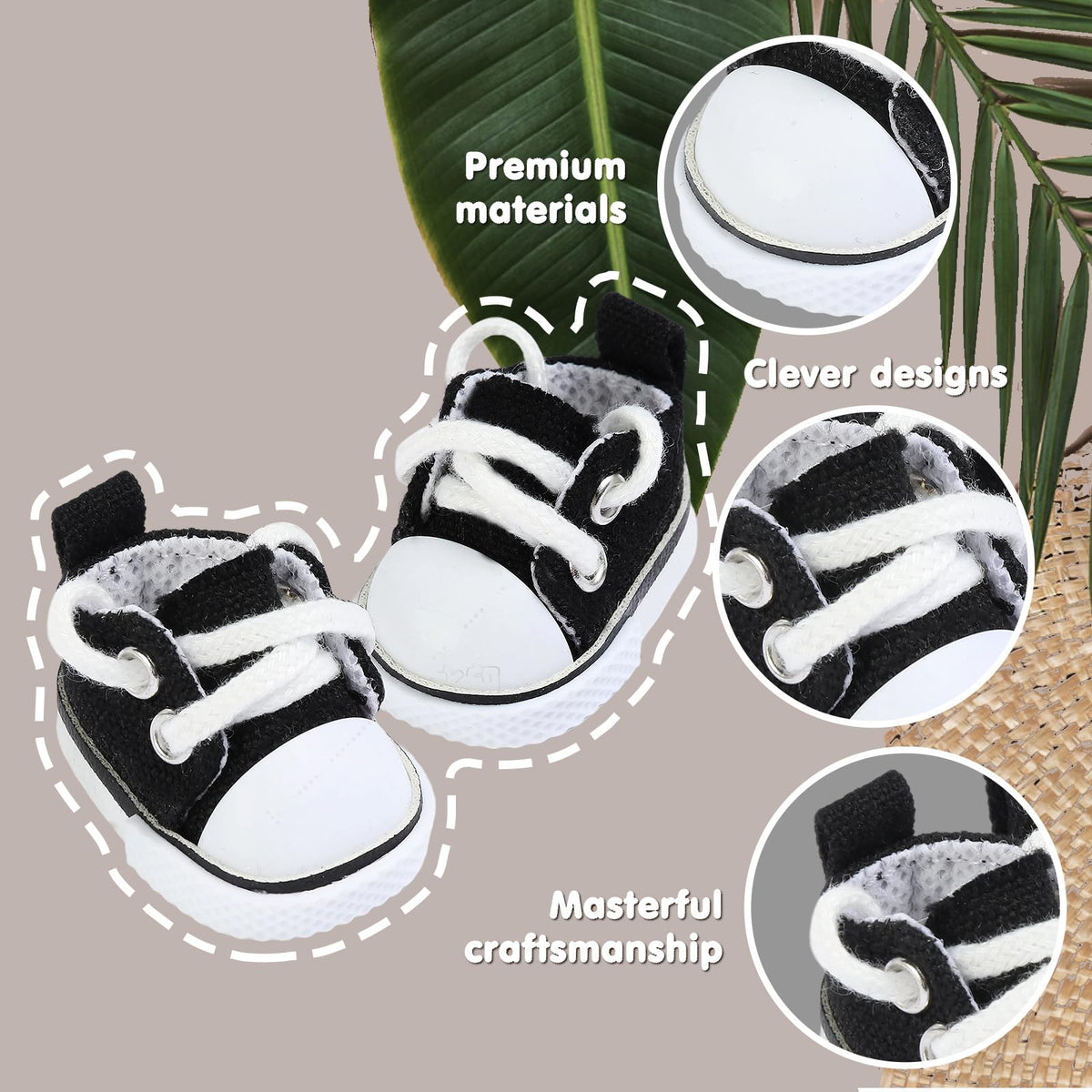 Ciunura Premium Doll Shoes for Lububu 4–7in Dolls | Black Canvas