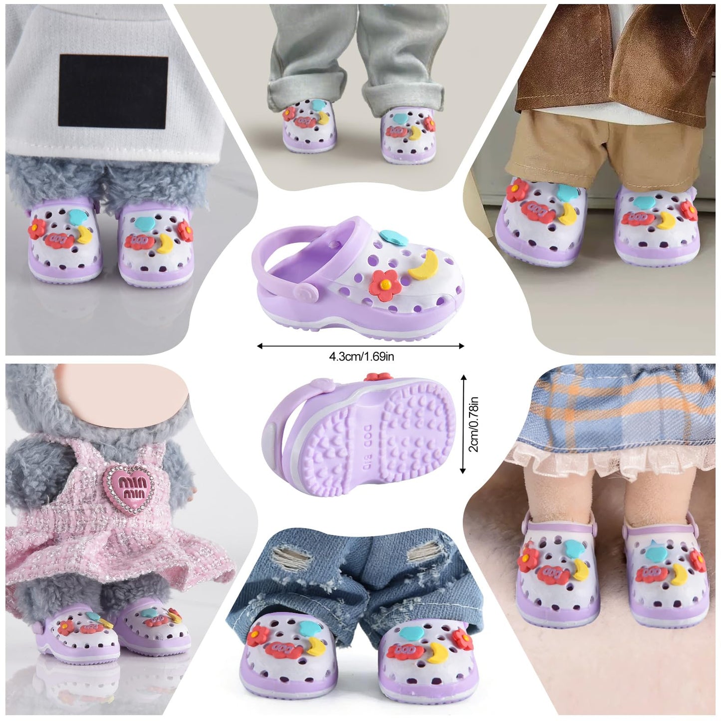 Ciunura Premium Doll Shoes for Lububu – Purple Clog Shoes for 6.7–7.9in Dolls