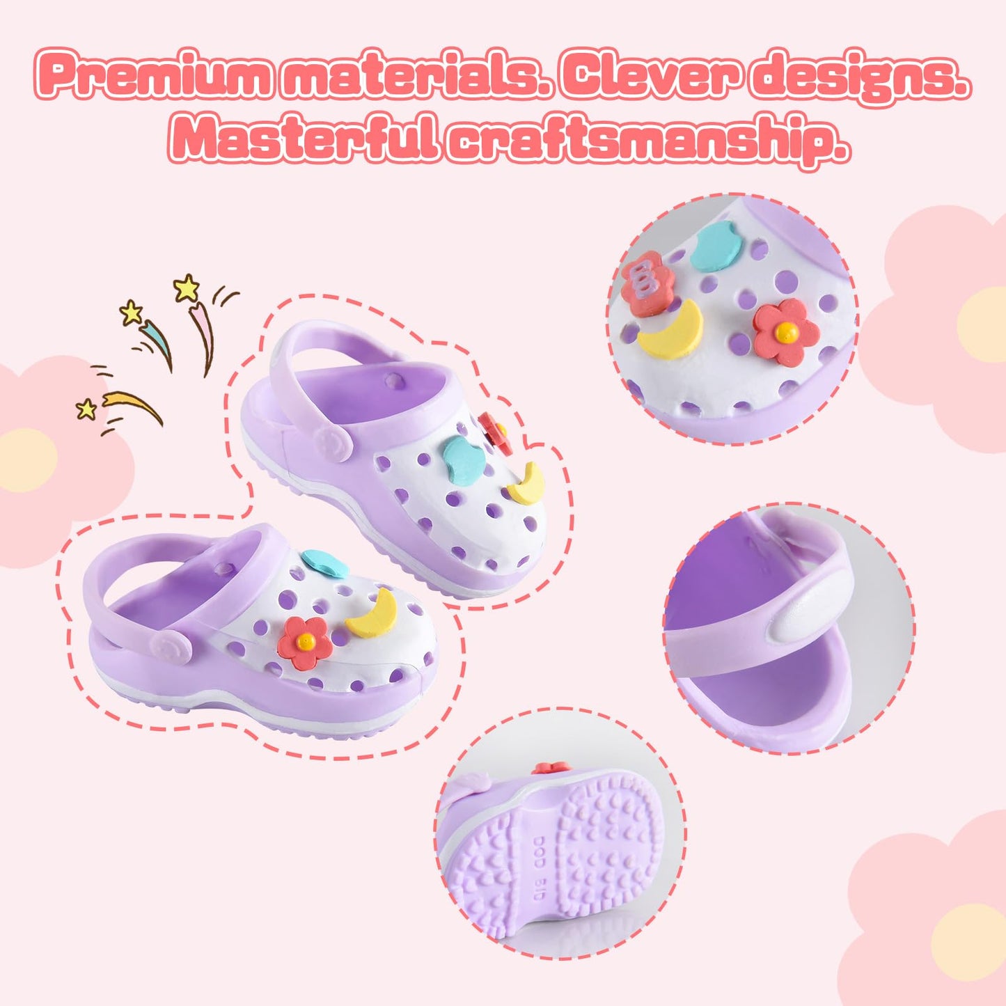 Ciunura Premium Doll Shoes for Lububu – Purple Clog Shoes for 6.7–7.9in Dolls