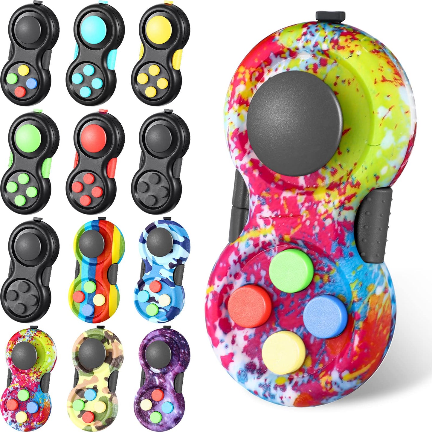 Civaner 12 Pcs Fidget Pad Pack – One-Handed Sensory Toys for Focus
