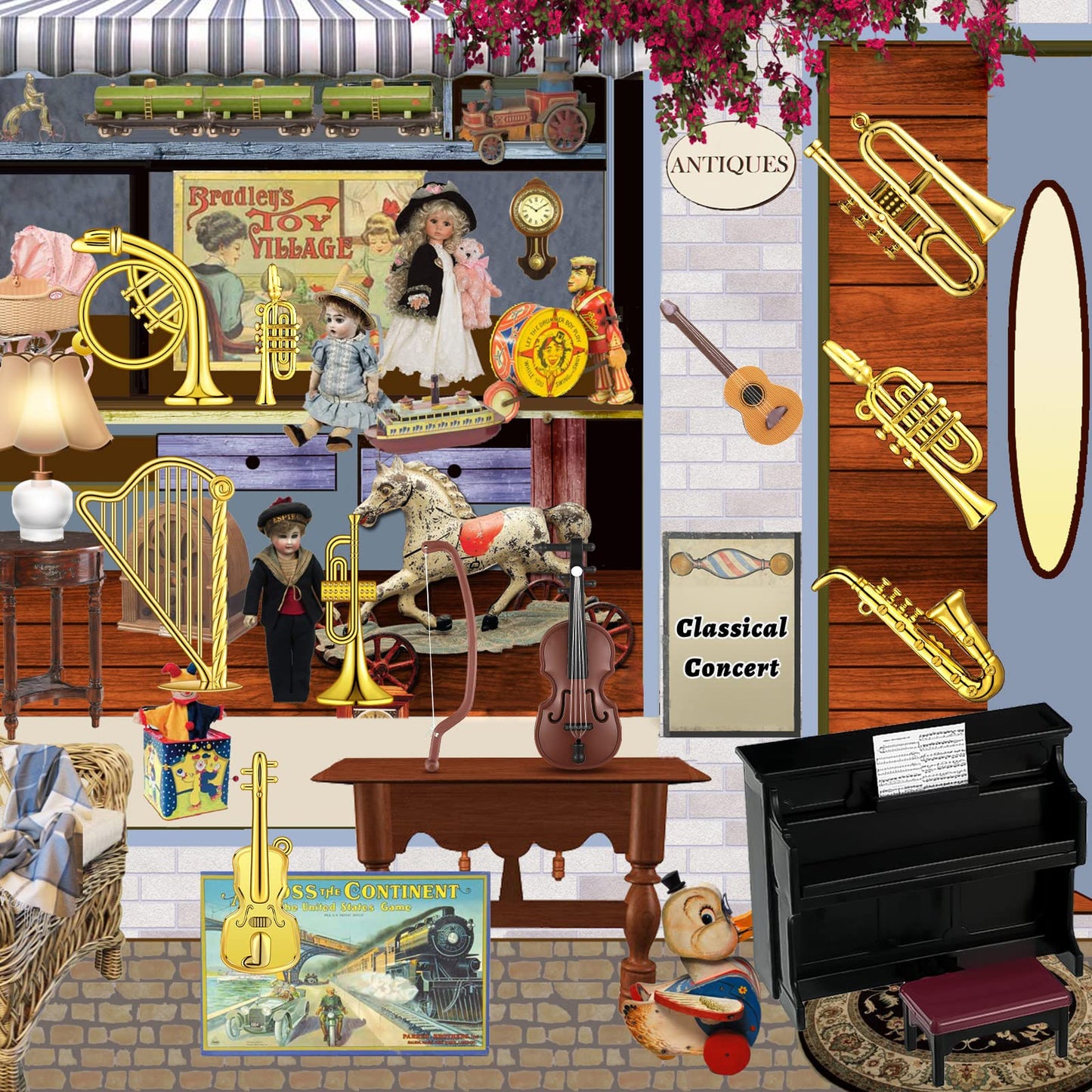 Civaner 24 Pcs Dollhouse Musical Instruments Set – Mini Piano, Violin, Guitar & More