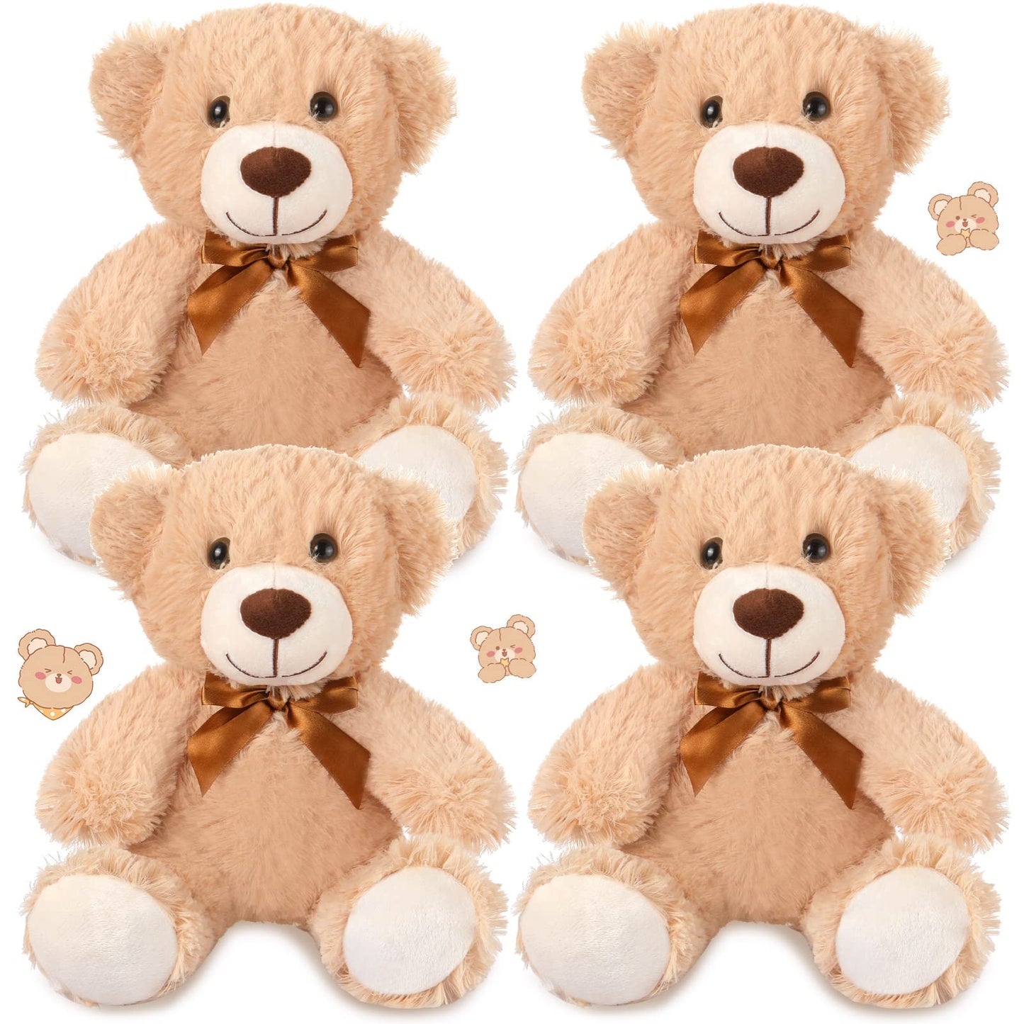 Civaner 4 Pack 14-Inch Teddy Bears Plush – Soft Light Brown Stuffed Animals, Gift Bulk