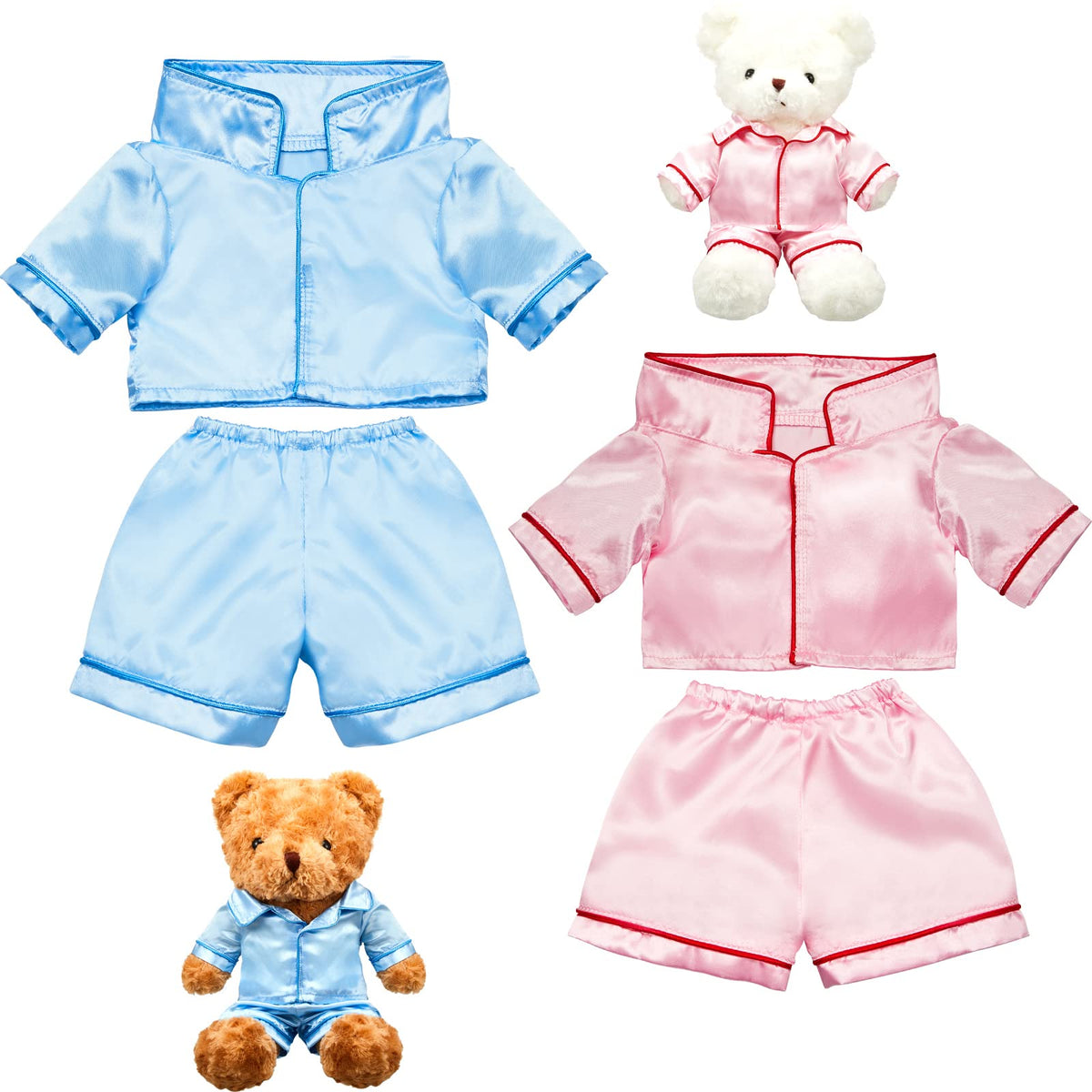Civaner 2 Pack Bear Pajamas: Blue & Pink for 12-16 Inch Plush Bears