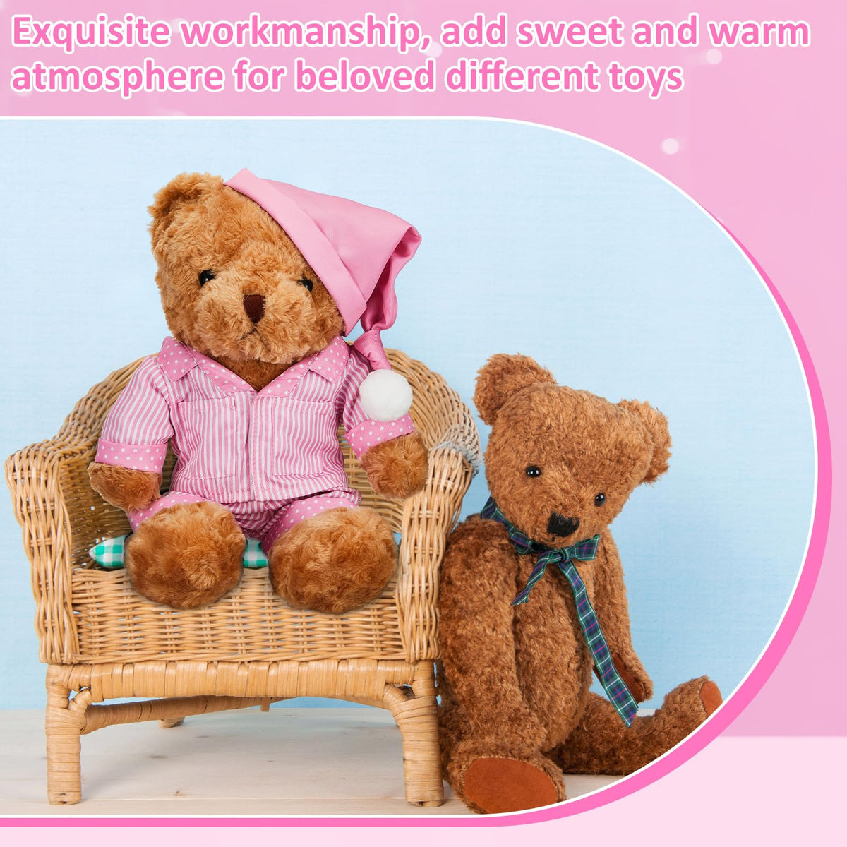 Civaner Stripe Bear Clothes Set (Pink) for 12-16 Inch Bears | Plush Dress-Up Kit