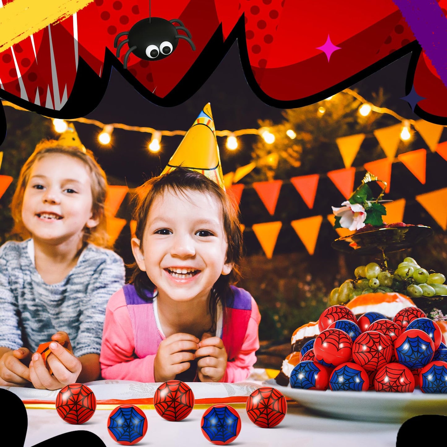 Civaner 12 Pcs Birthday Party Favors – 1.5'' Stress Ball Sensory Toys for Decorations & Goodie Bags (Spider Web A)