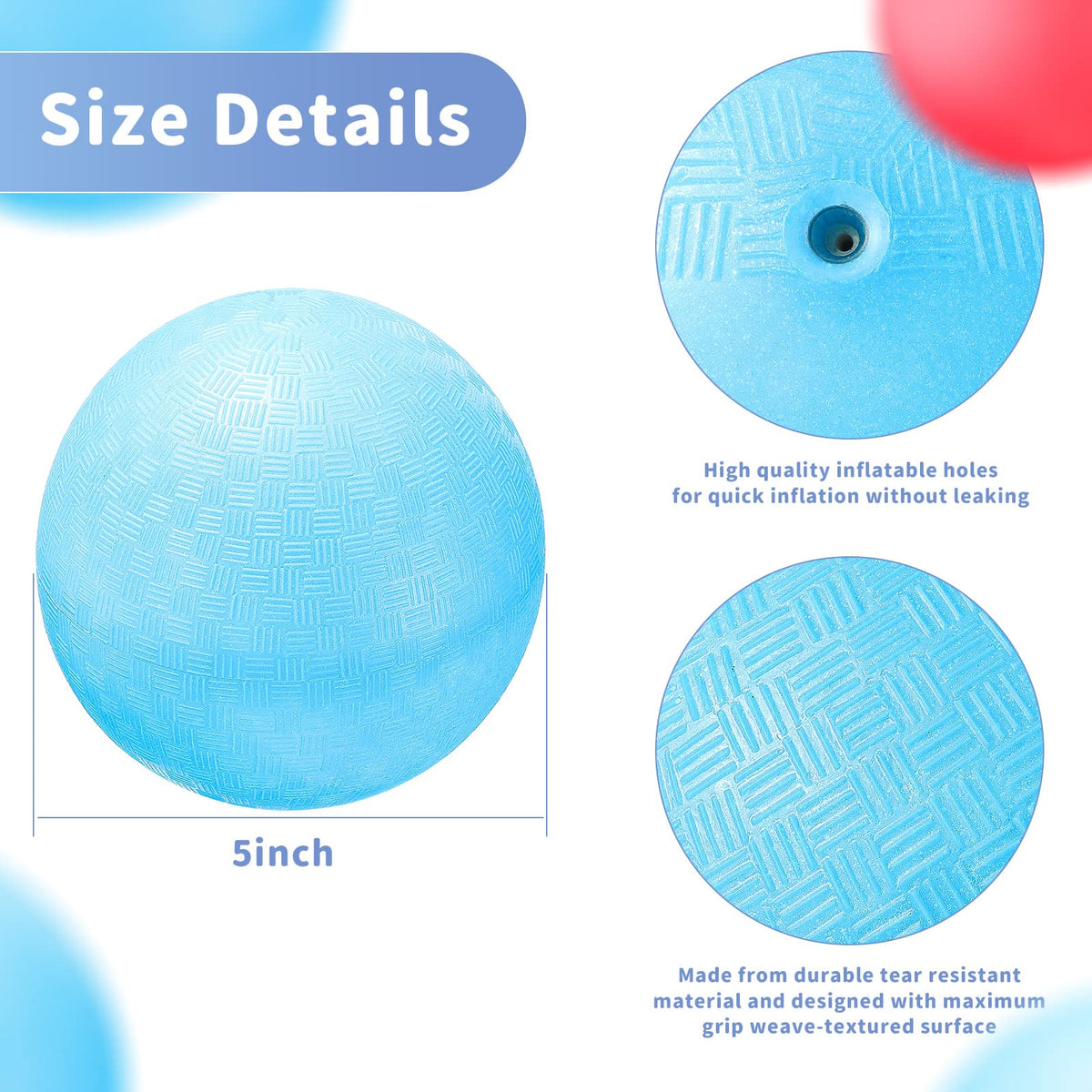 Civaner 2 Pack 5-Inch PVC Dodgeball Balls | Red & Blue for Kids Outdoor Play