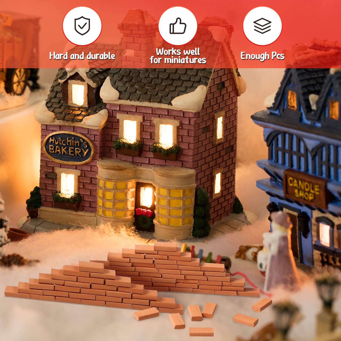 Civaner 200 Pcs Mini Bricks for Landscaping - 1:35 Scale Dollhouse Wall Blocks for Crafts