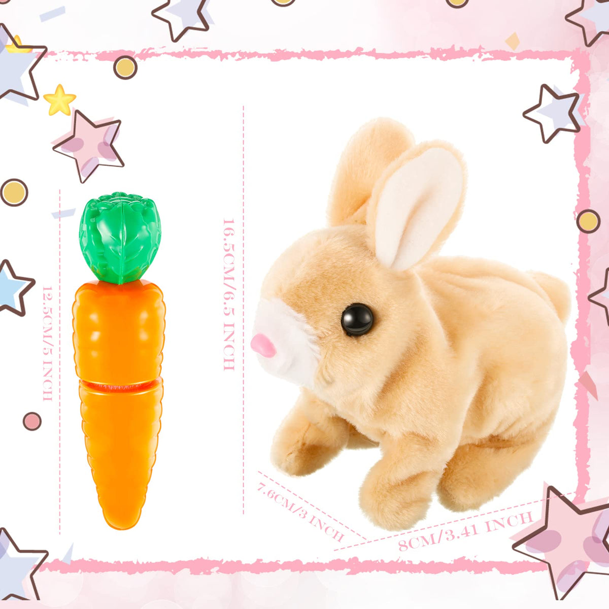 Civaner 2-Pc Interactive Rabbit Toys – Plush Walking Bunnies