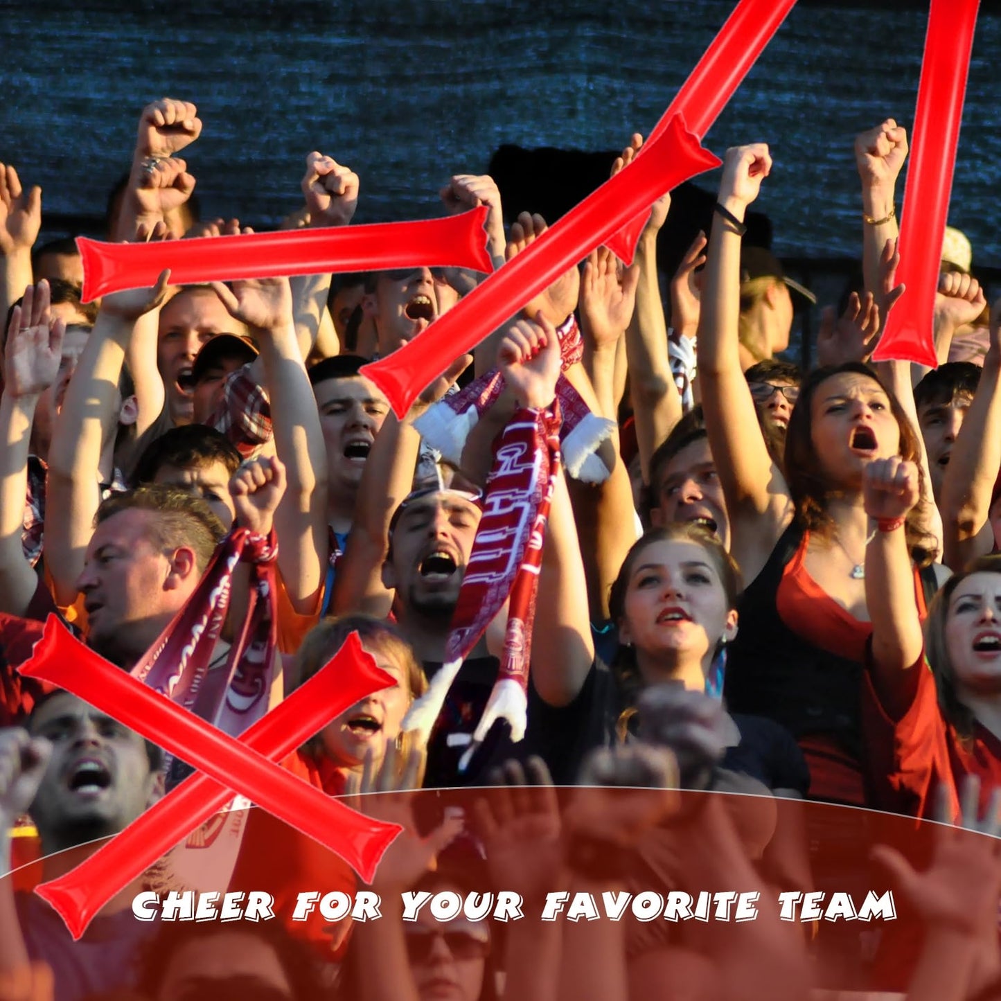 Civaner 48 Pcs Thunder Stick Team Spirit – Red Cheering Accessories