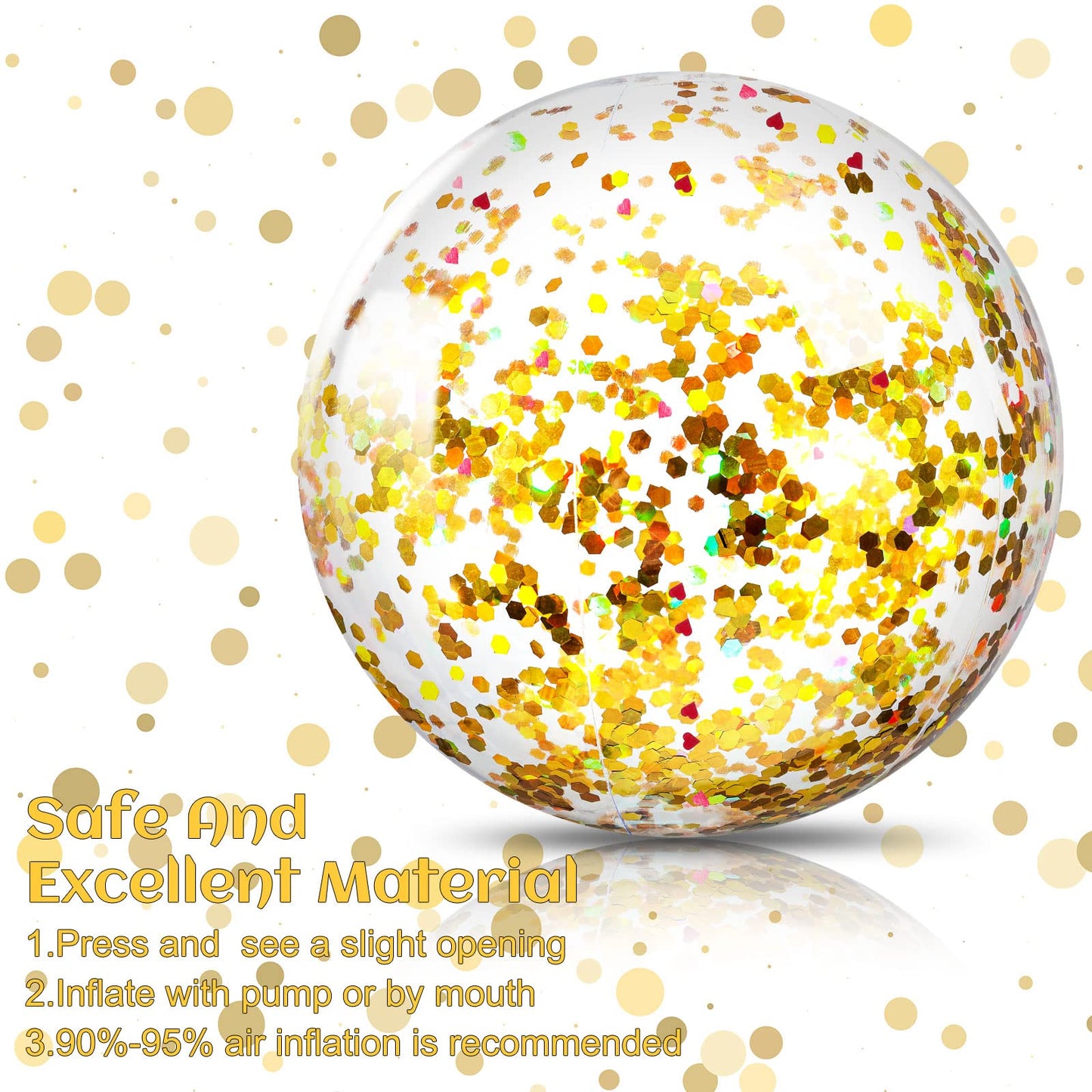 Civaner 10Pcs Inflatable Glitter Beach Balls 16in – Sparkly Confetti Pool Toys for Weddings & Parties