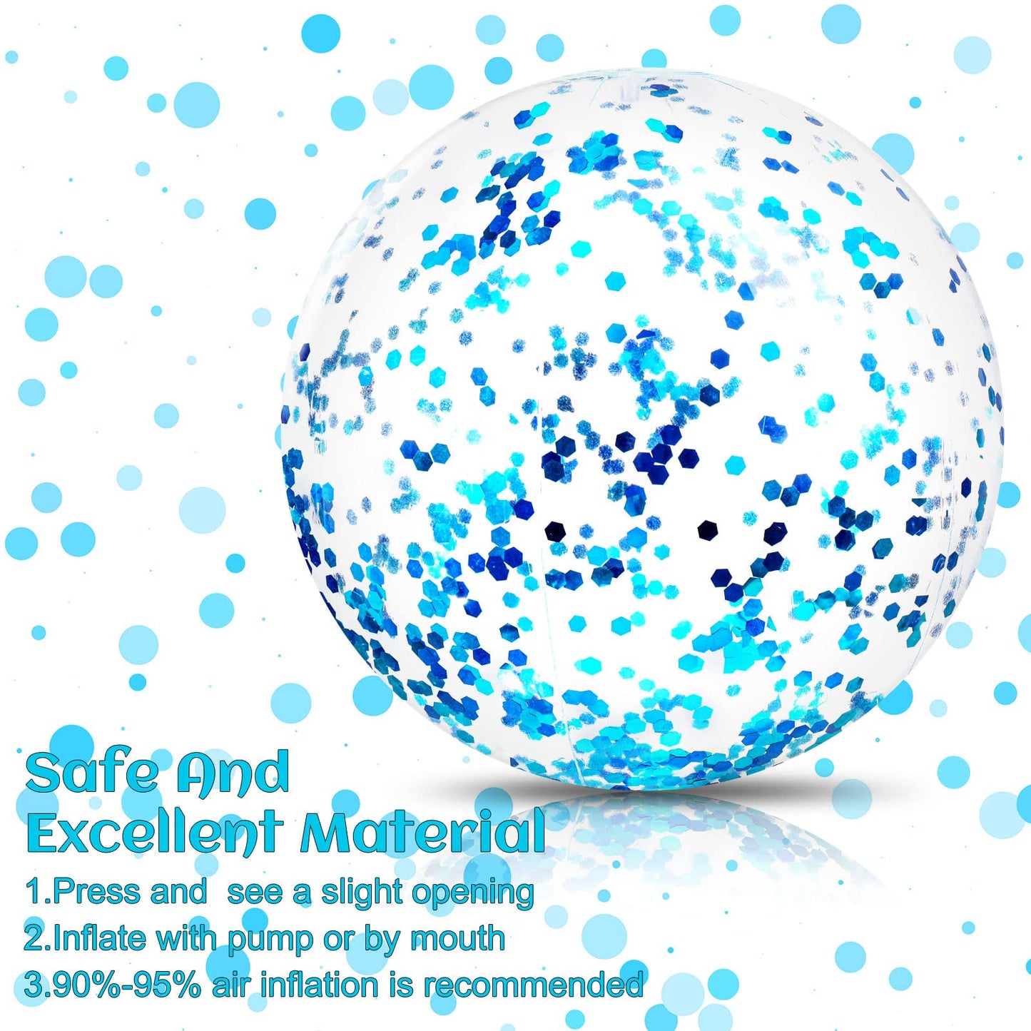 Civaner 10 Pcs Inflatable Glitter Beach Balls - 16in Blue Confetti Pool Decor
