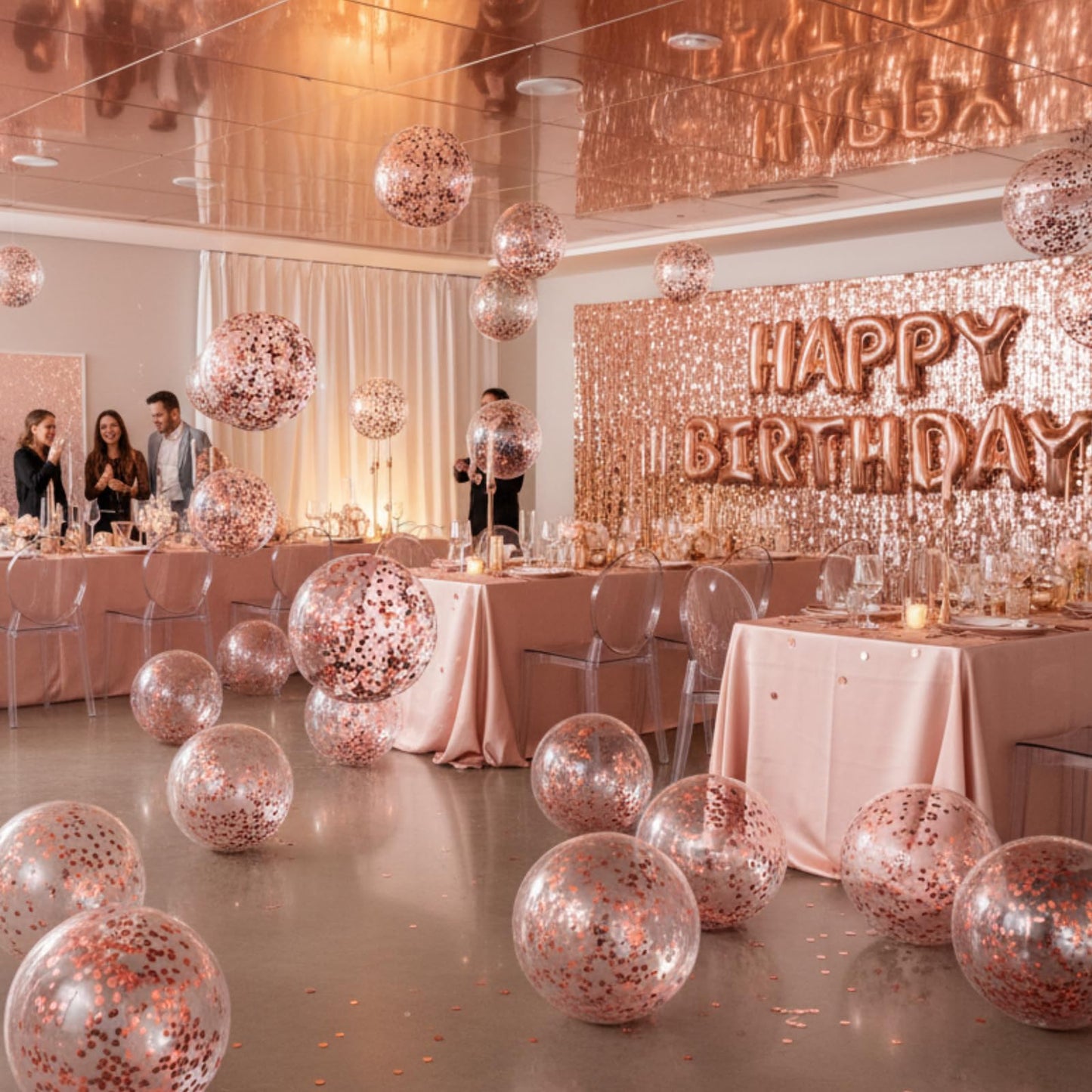Civaner 10 Pcs Inflatable Glitter Beach Balls 16in – Rose Gold Confetti Pool Balls for Weddings, Baby Showers & Parties