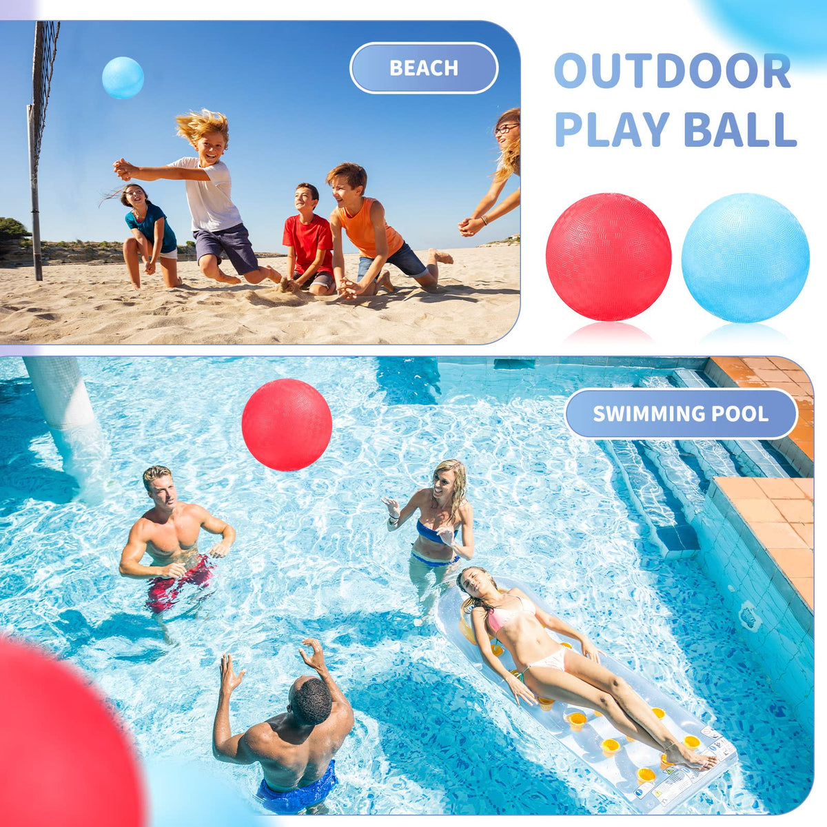 Civaner 2 Pack 5-Inch PVC Dodgeball Balls | Red & Blue for Kids Outdoor Play