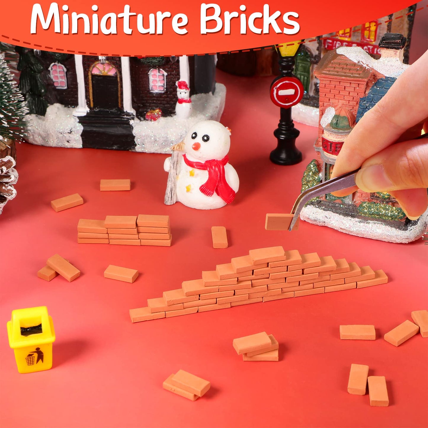 Civaner 200 Pcs Mini Bricks for Landscaping - 1:35 Scale Dollhouse Wall Blocks for Crafts