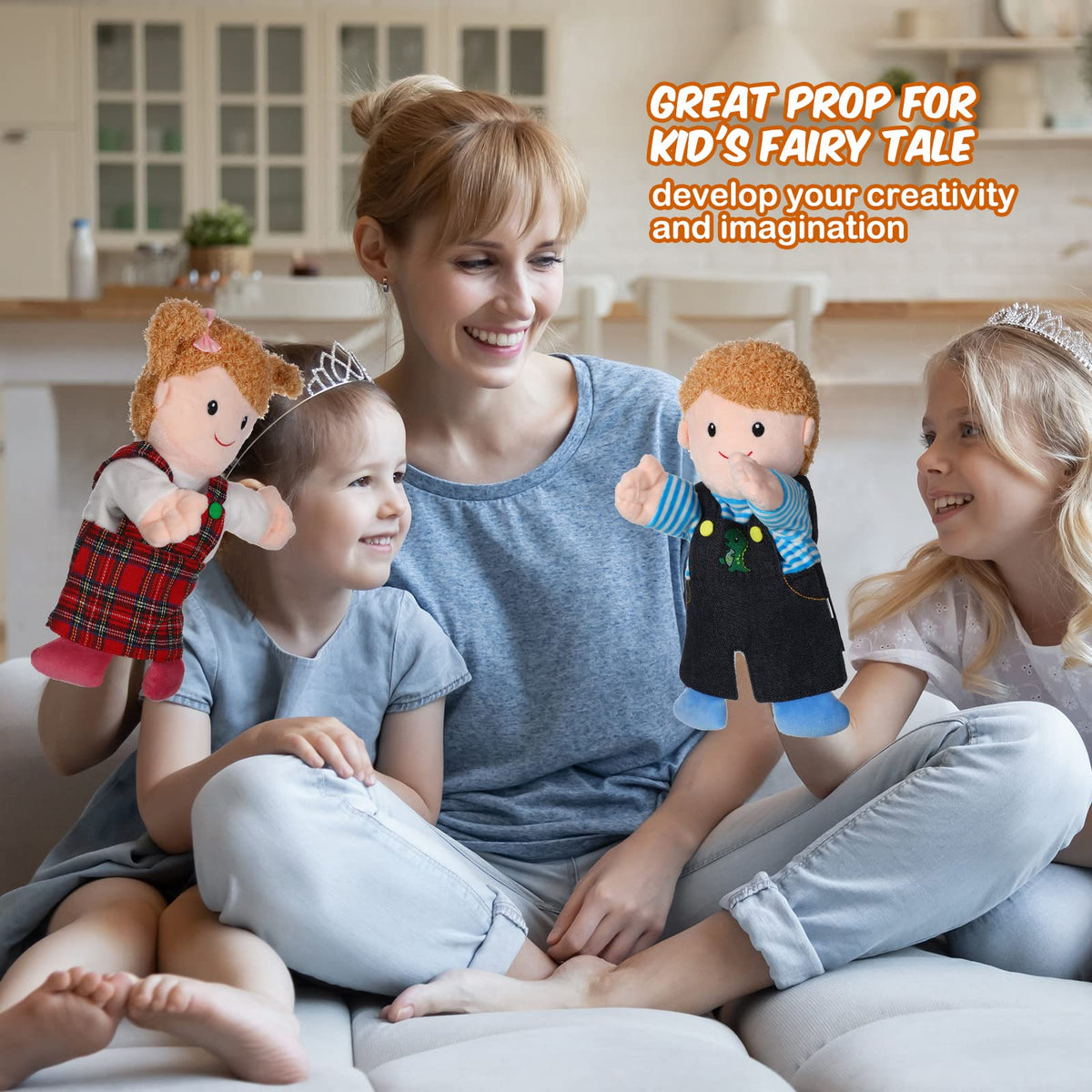 Civaner 6-Piece Hand Puppet Set — 11.8 Inch Family Puppets for Storytelling, Teaching & Role Play