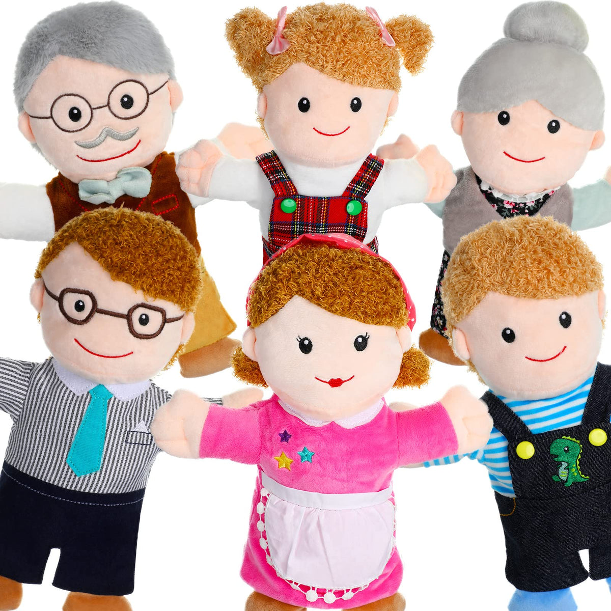 Civaner 6-Piece Hand Puppet Set — 11.8 Inch Family Puppets for Storytelling, Teaching & Role Play