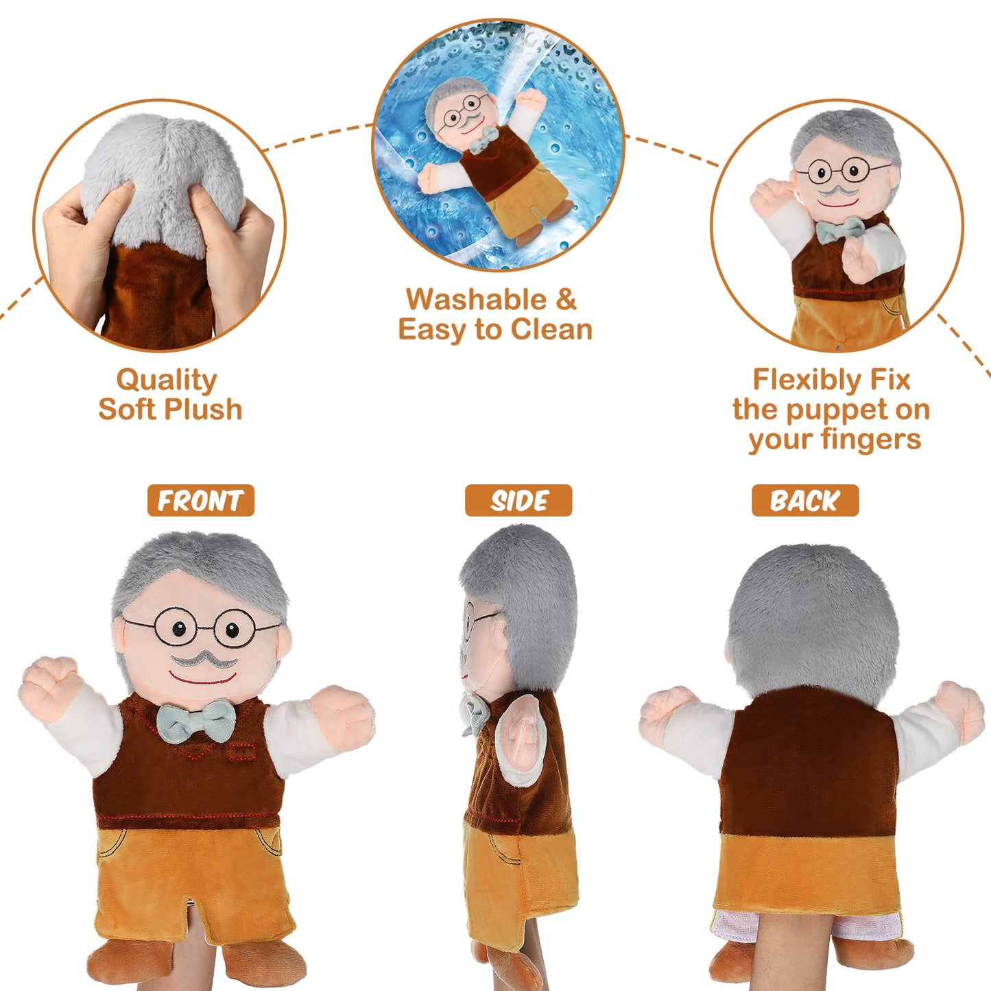 Civaner 6-Piece Hand Puppet Set — 11.8 Inch Family Puppets for Storytelling, Teaching & Role Play
