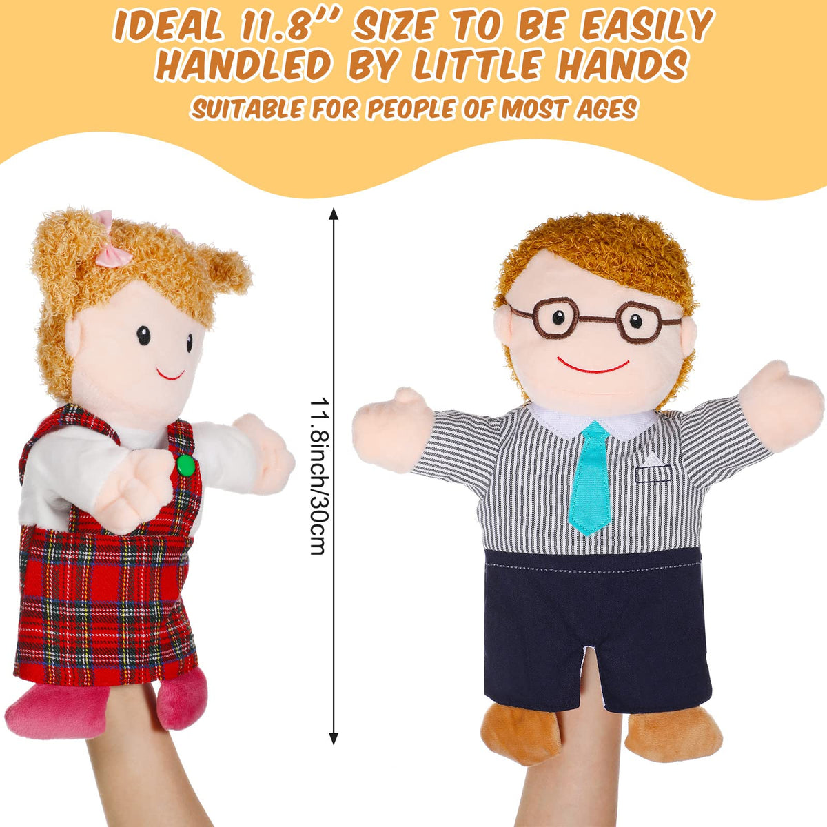 Civaner 6-Piece Hand Puppet Set — 11.8 Inch Family Puppets for Storytelling, Teaching & Role Play