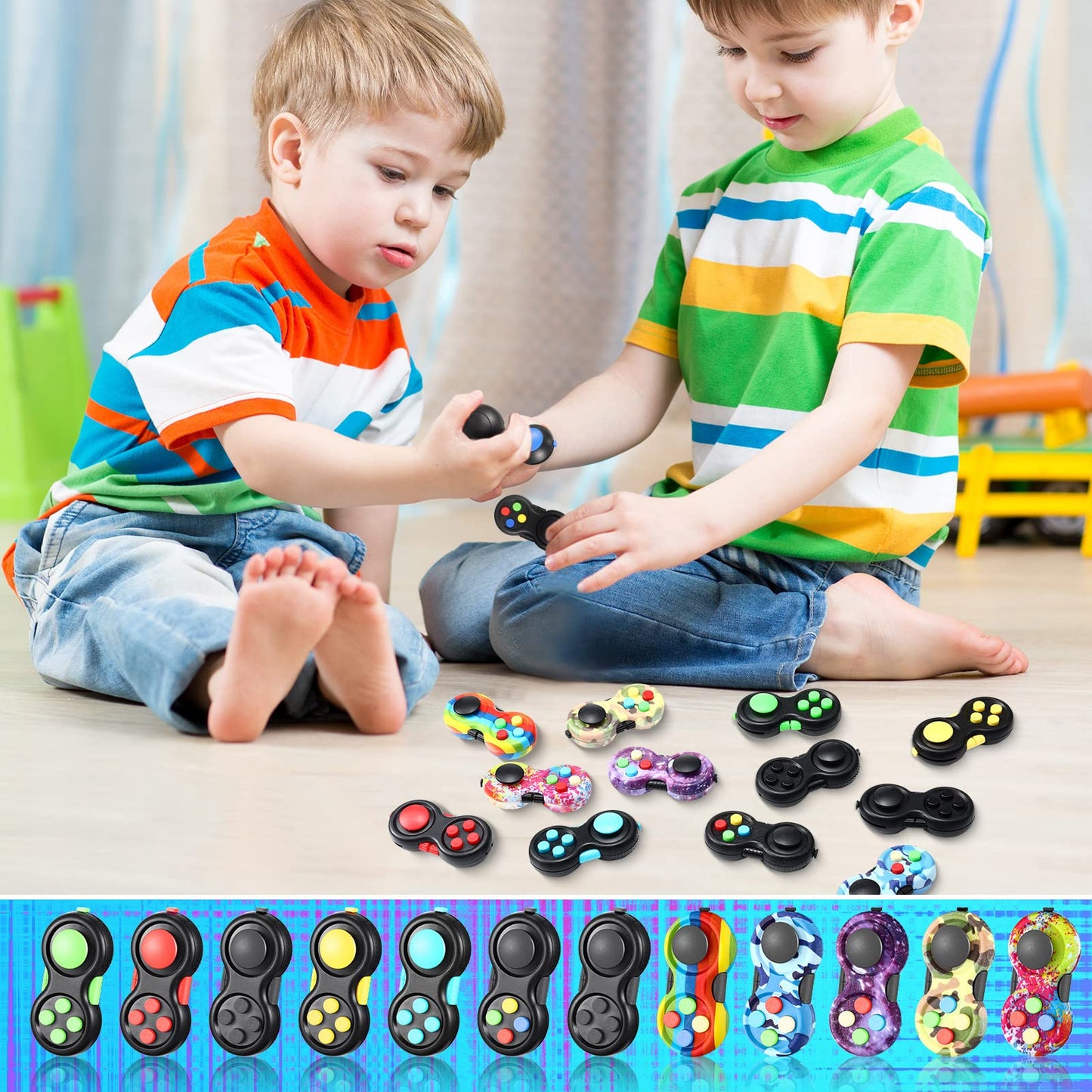 Civaner 12 Pcs Fidget Pad Pack – One-Handed Sensory Toys for Focus
