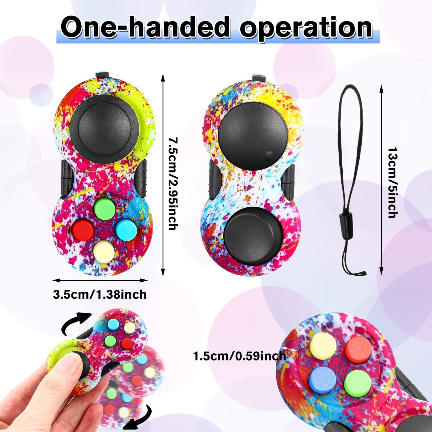 Civaner 12 Pcs Fidget Pad Pack – One-Handed Sensory Toys for Focus