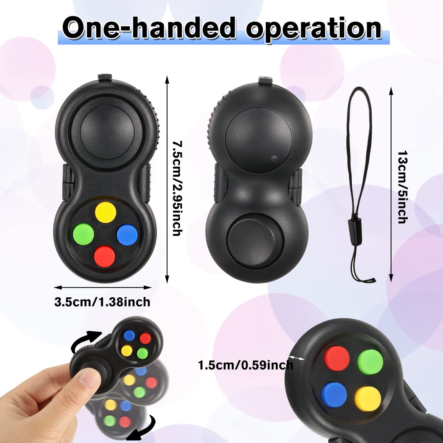 Civaner 12 Pcs Fidget Pad Toys – Colorful One-Handed Sensory Pads