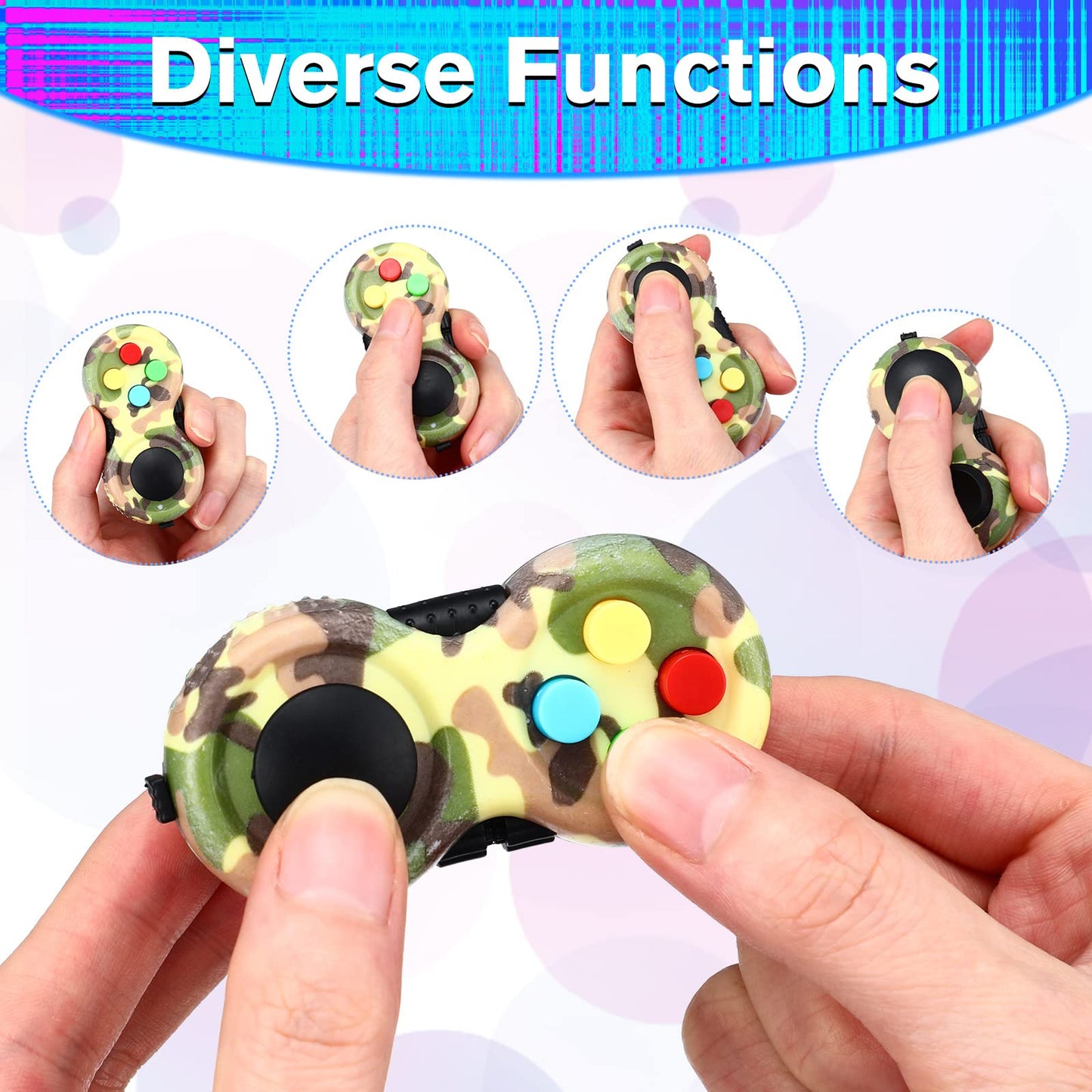 Civaner 12 Pcs Fidget Pad Pack – One-Handed Sensory Toys for Focus