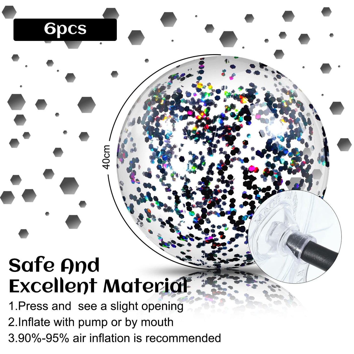 Civaner 10 Pcs Inflatable Glitter Beach Balls 16 Inch - Clear Confetti Pool Balls for Weddings, Baby Showers, Parties