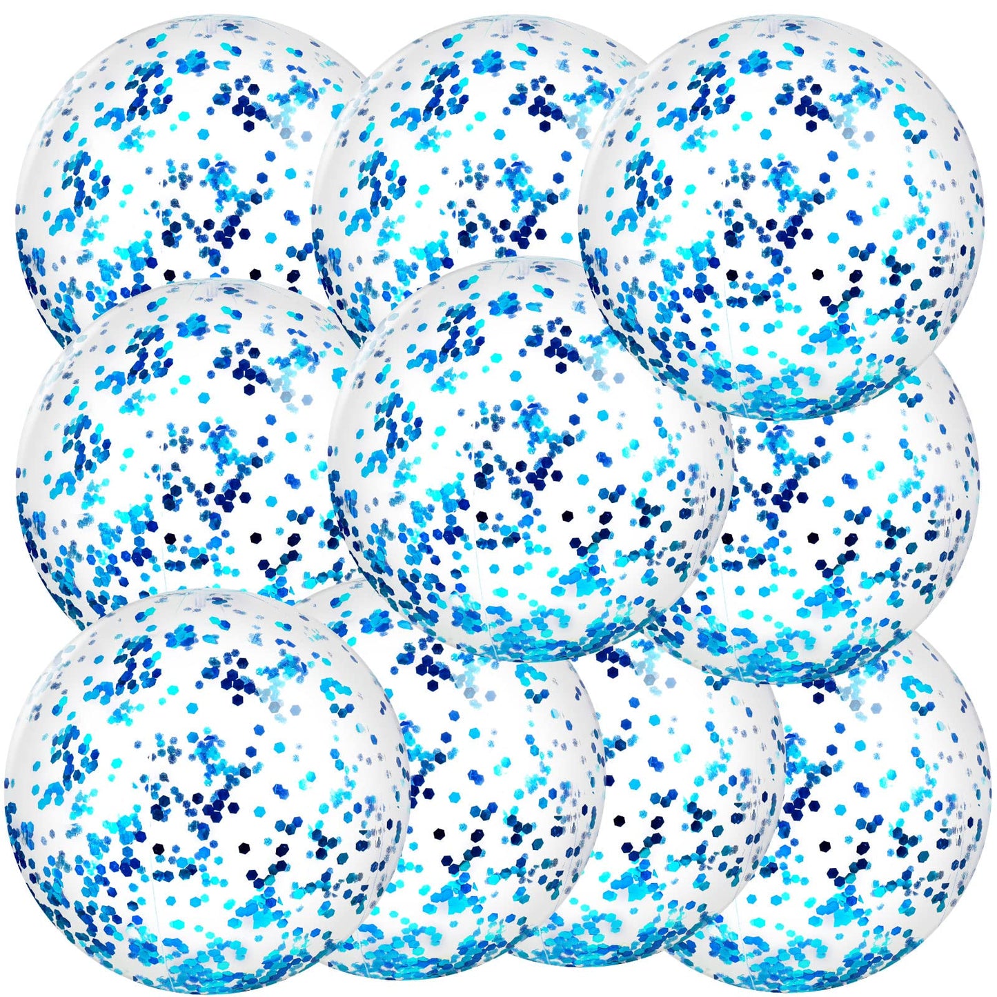 Civaner 10 Pcs Inflatable Glitter Beach Balls - 16in Blue Confetti Pool Decor