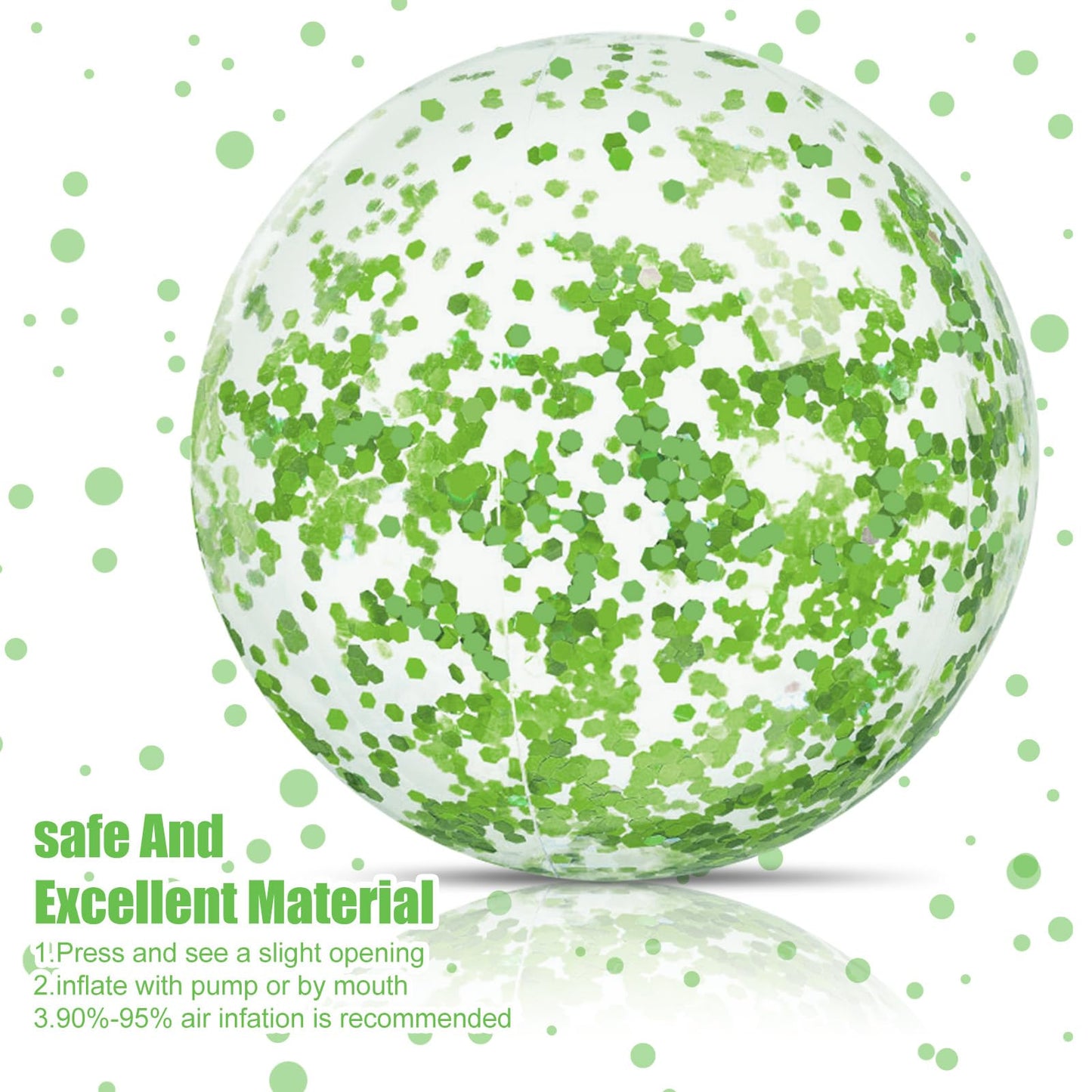 Civaner 10 Pcs Inflatable Glitter Beach Balls 16in – Green Glitter Confetti Pool Balls for Parties