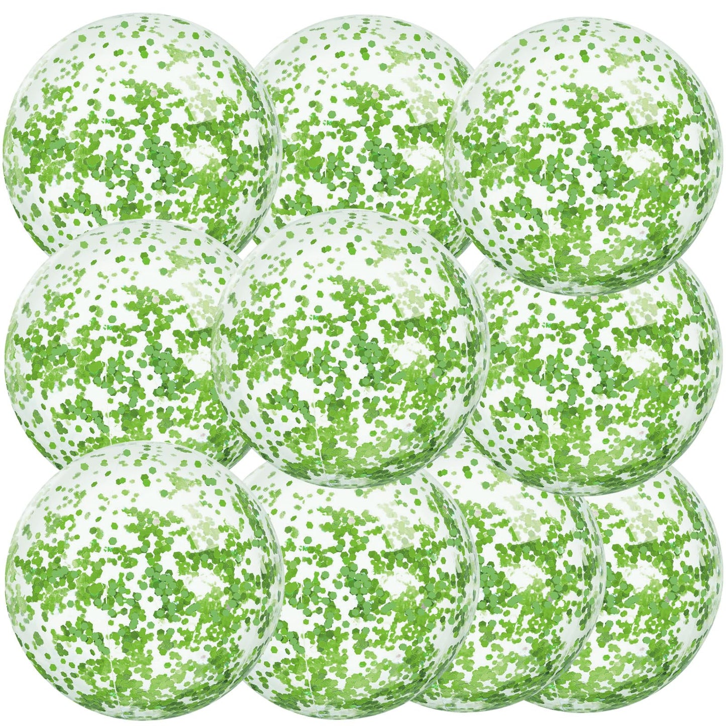 Civaner 10 Pcs Inflatable Glitter Beach Balls 16in – Green Glitter Confetti Pool Balls for Parties