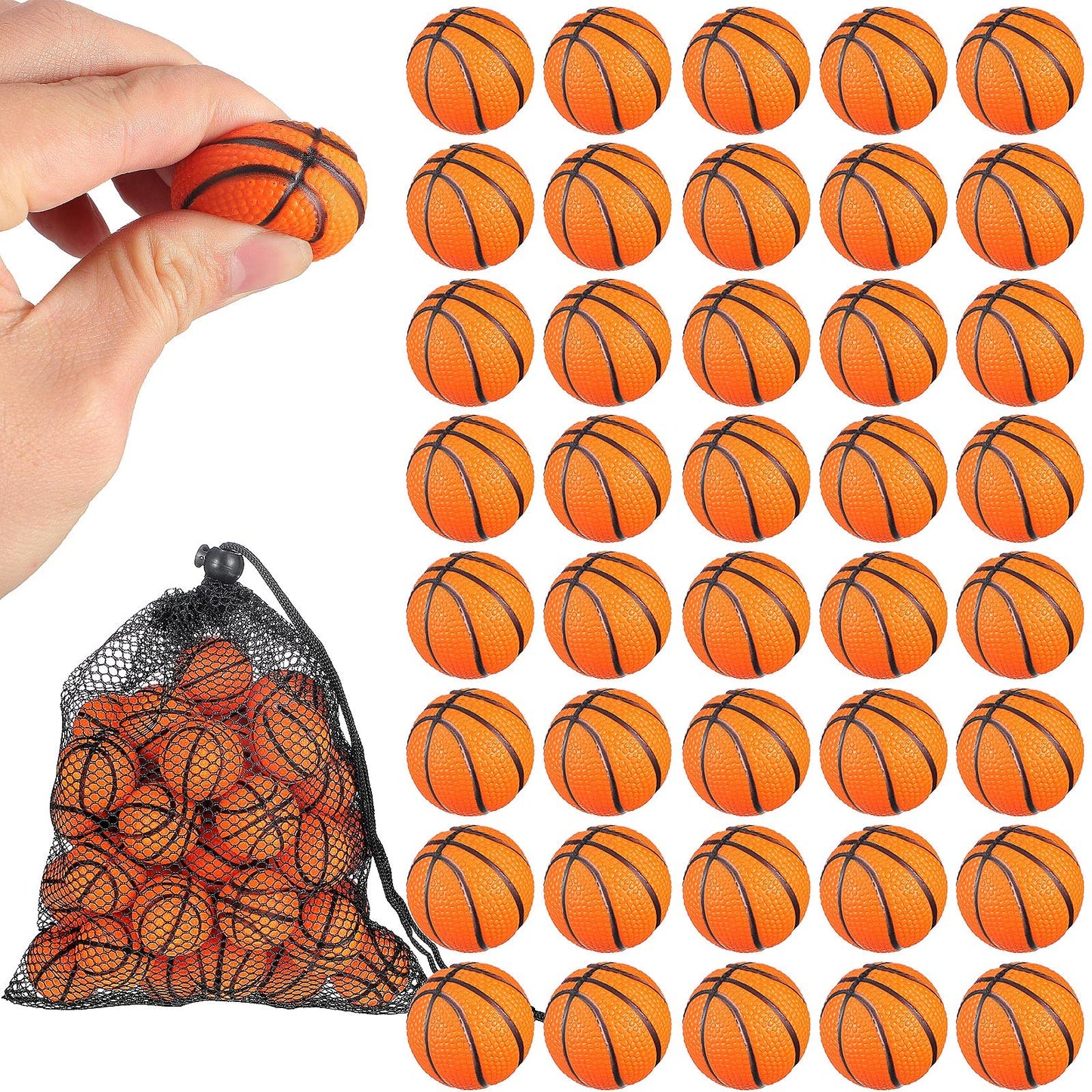 Civaner 40 Pcs Mini Basketballs – Tiny Foam Balls with Drawstring Mesh Bag