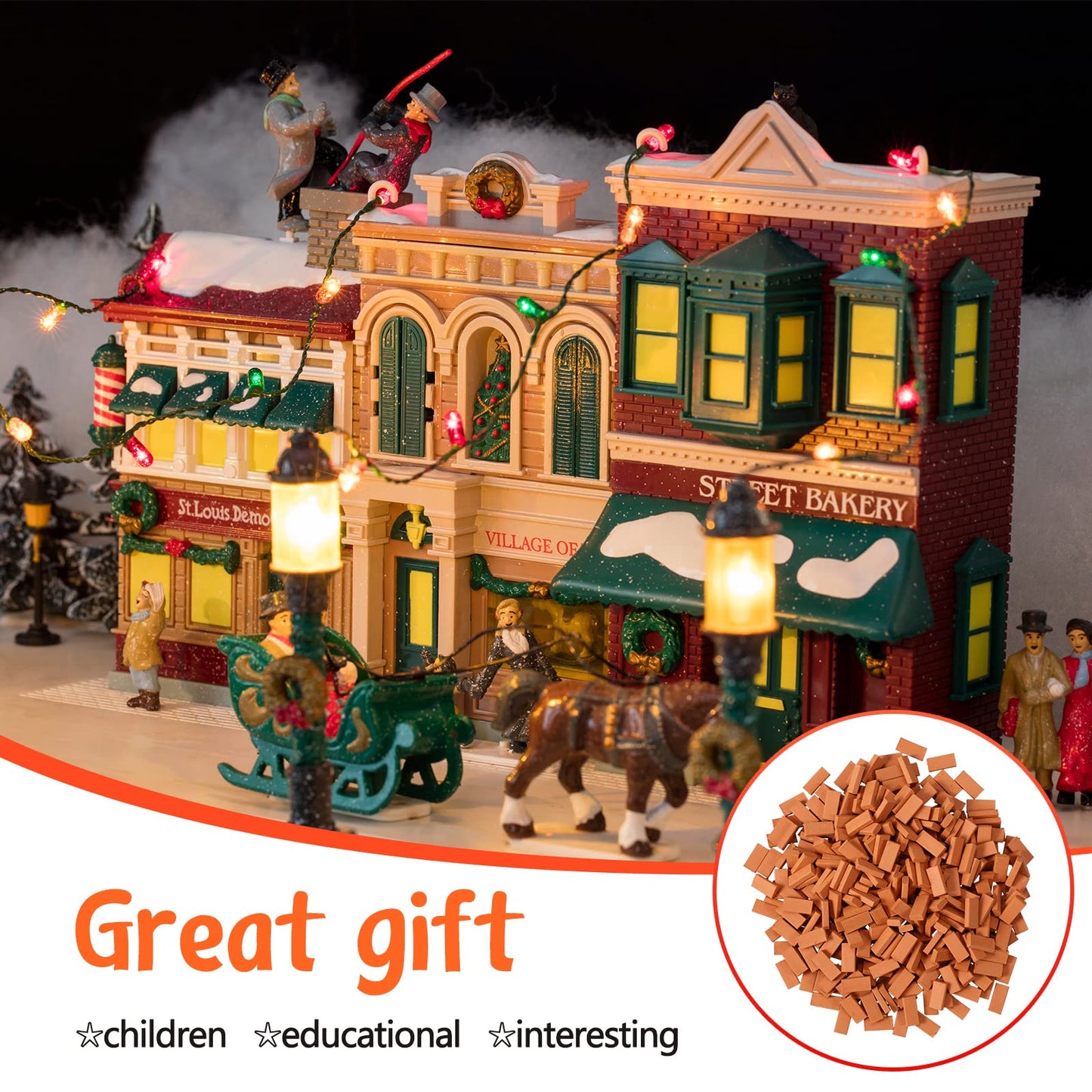 Civaner 200 Pcs Mini Bricks for Landscaping - 1:35 Scale Dollhouse Wall Blocks for Crafts