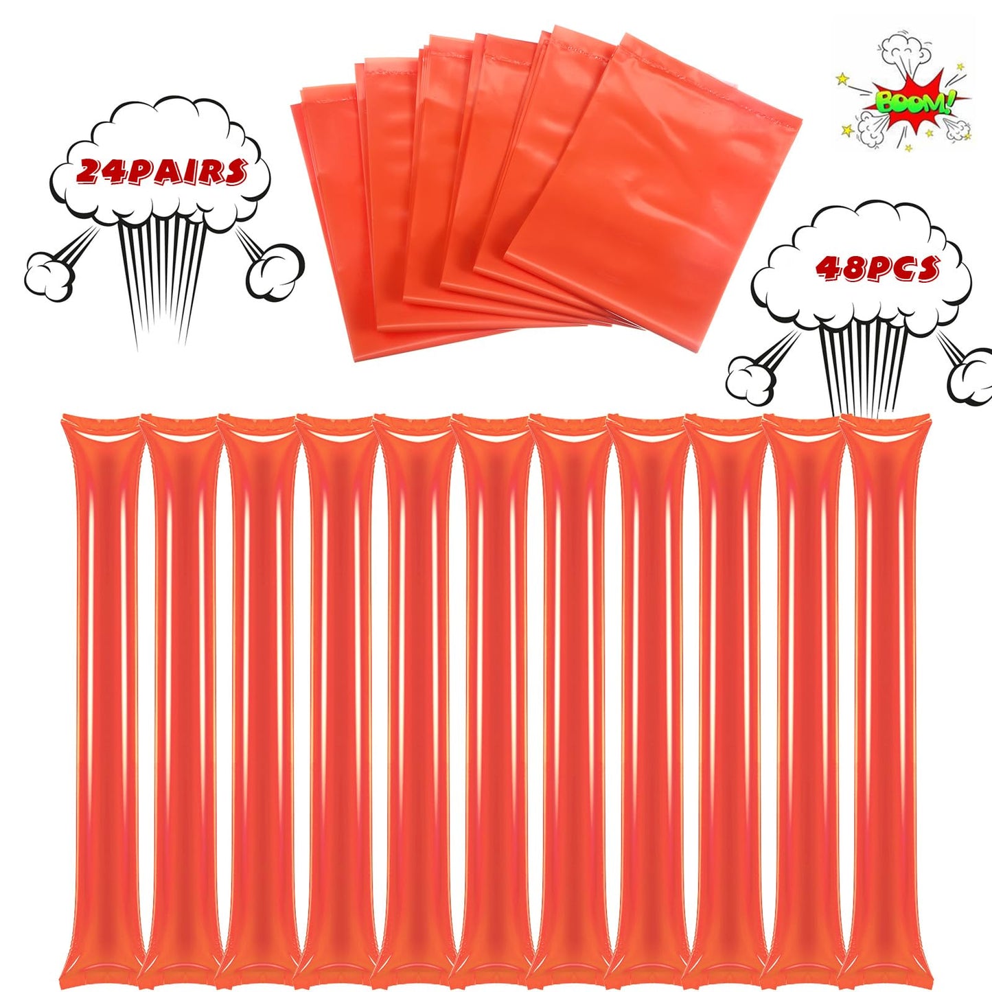 Civaner 48-Pack Thunder Sticks – Orange Team Spirit Noise Makers for Cheering