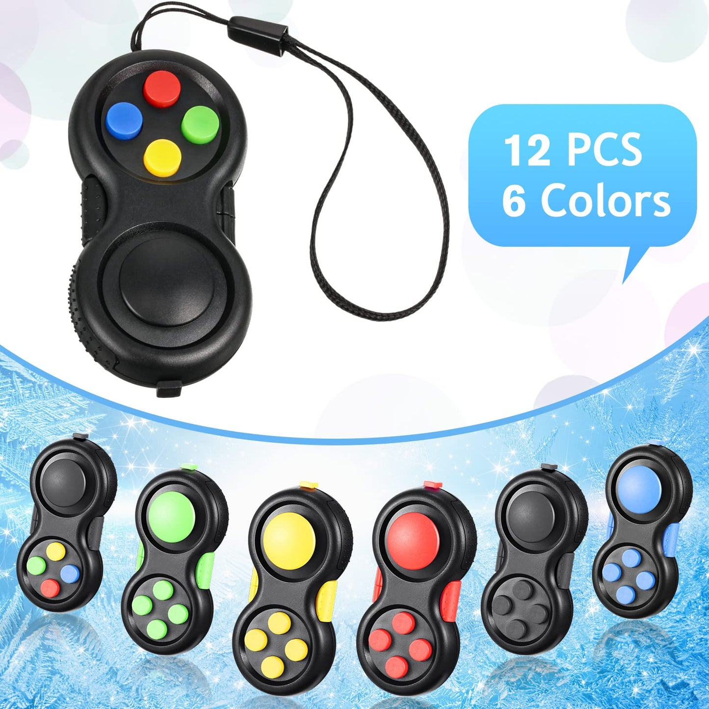 Civaner 12 Pcs Fidget Pad Toys – Colorful One-Handed Sensory Pads