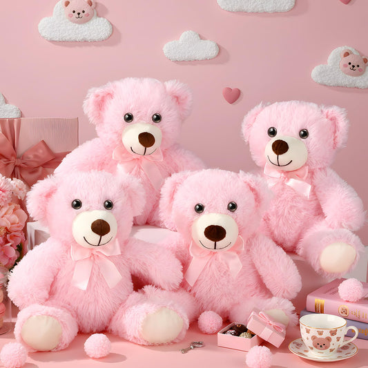 Civaner 4 Pack Pink Teddy Bears Plush — 13.78-Inch Soft Stuffed Animals Gift Set
