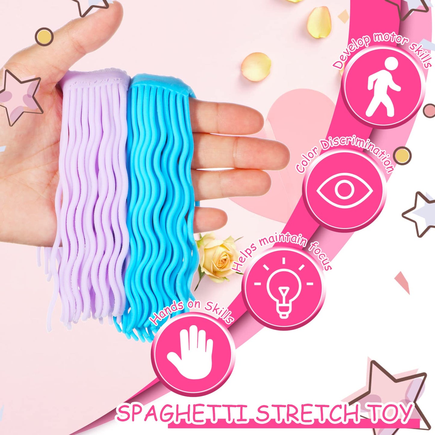 Civaner 6-Piece Multicolor Sensory Spaghetti Stretchy Toy Set – Fidget Strings for Focus and Calm
